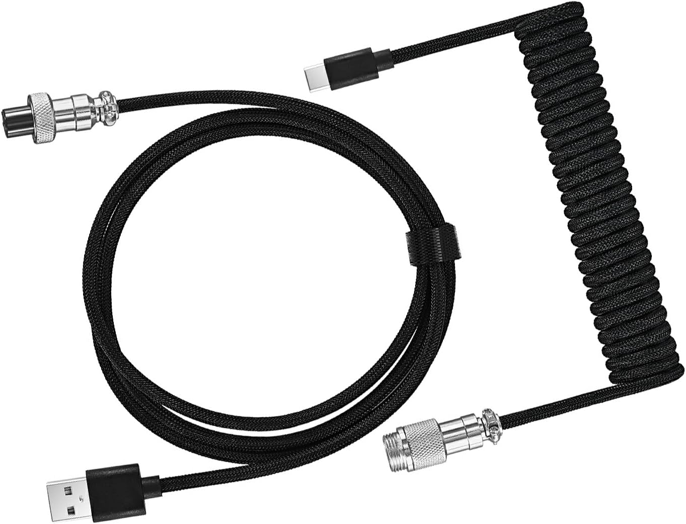 IOIUSKKU Coiled USB Cable for Comfortable Movement and Scalable Interface Mechanical Keyboard Coiled ABS Aviation Plug Data Cable, White
