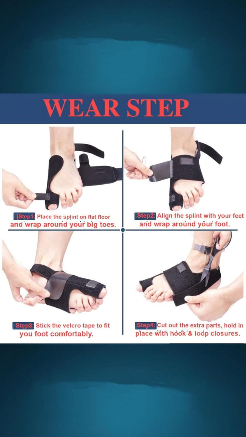 Honwor Bunion Corrector & Toe Straightener - Adjustable Orthopedic Splint for Hallux Valgus & Pain Relief - Fits Both Feet