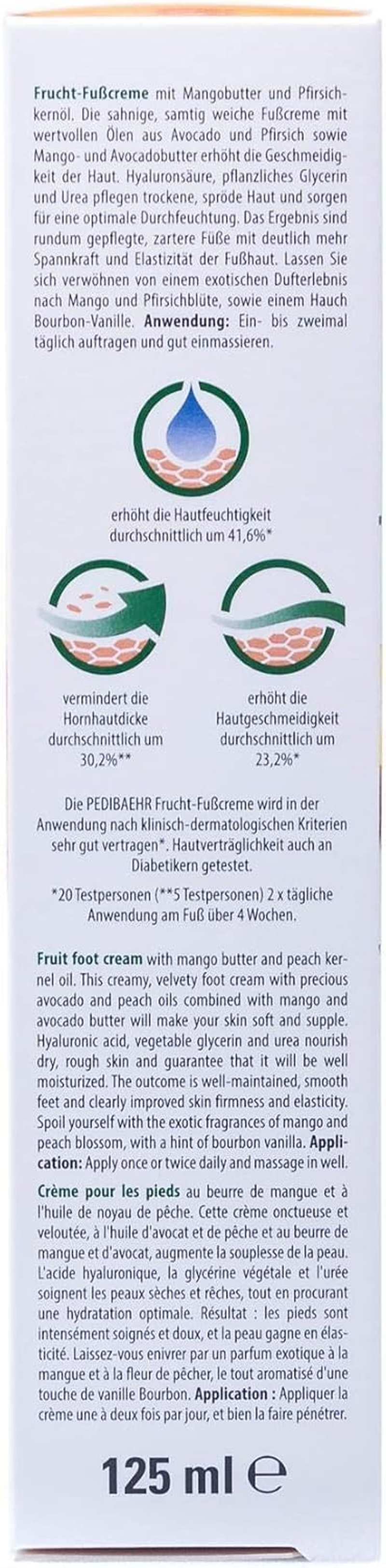 Pedibaehr, Fruit Foot Cream with Mango Butter and Peach Seed Oil, Foot Care for All Skin Types, 125 Ml image number 1