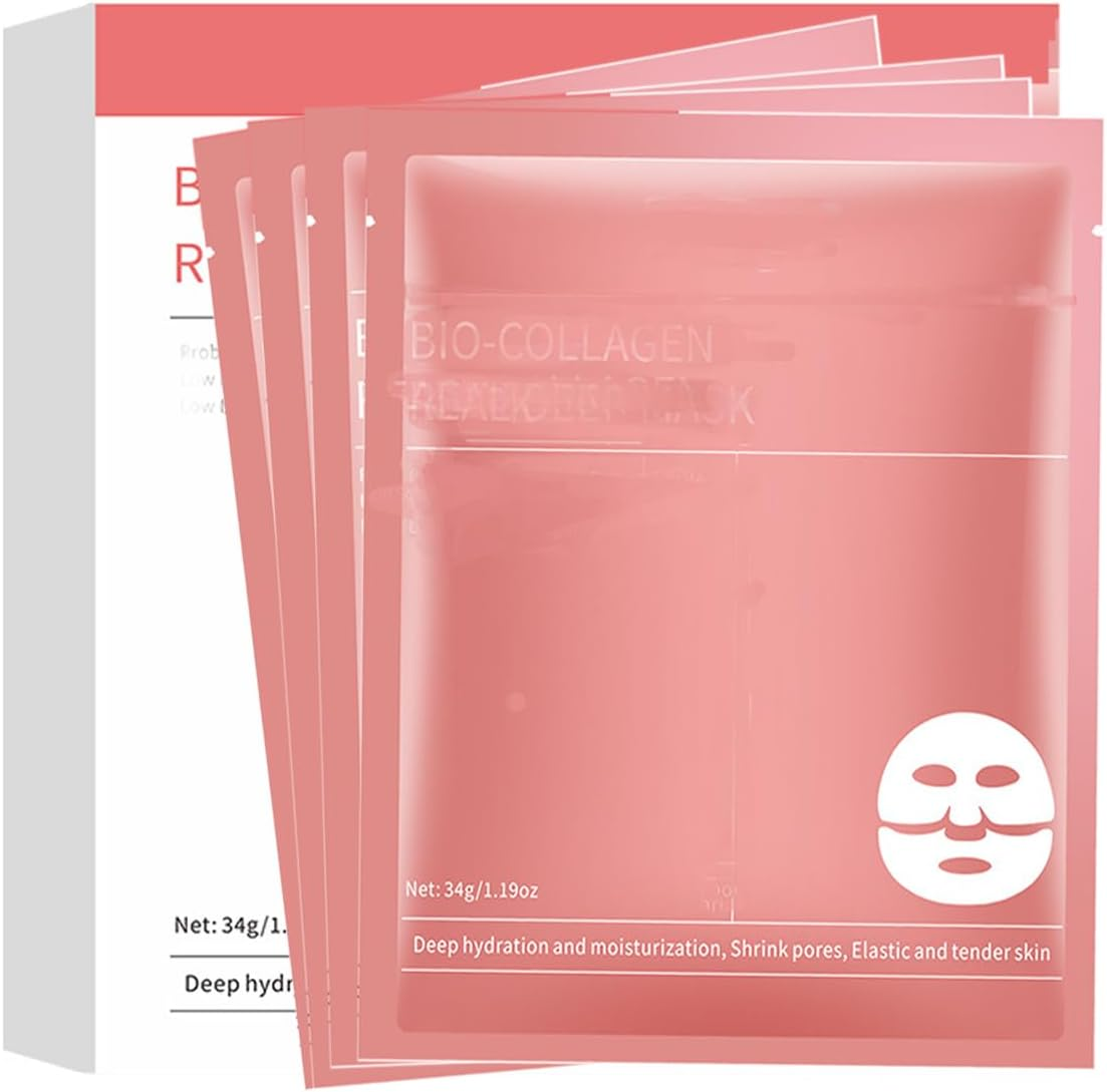 Bio-Collagen Mask,4Pcs Hydrating Korean Face Mask Facial Skin Care Products,Collagen Night Wrapping Mask for Face Skincare Overnight