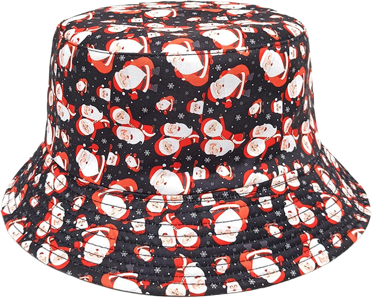 Renvena Christmas Bucket Hat for Women Men Teens Unisex Santa Claus Snowflake Print Fisherman Cap