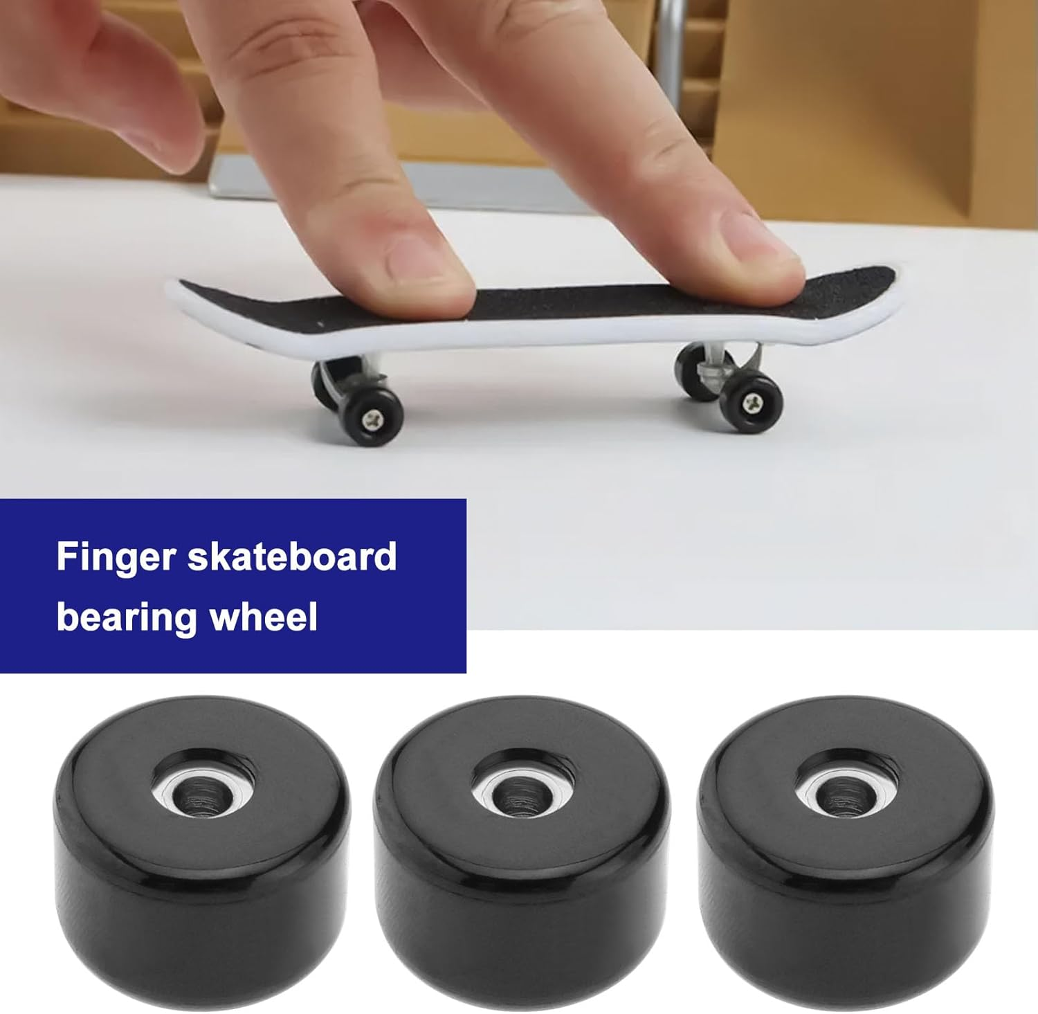 Ecsing 8Pcs Polyurethane CNC Fingerboard Bearing Wheels Professional Mini Skateboard Ball Bearing Wheels for Wooden Fingerboard White/Black 7.5X5.2Mm