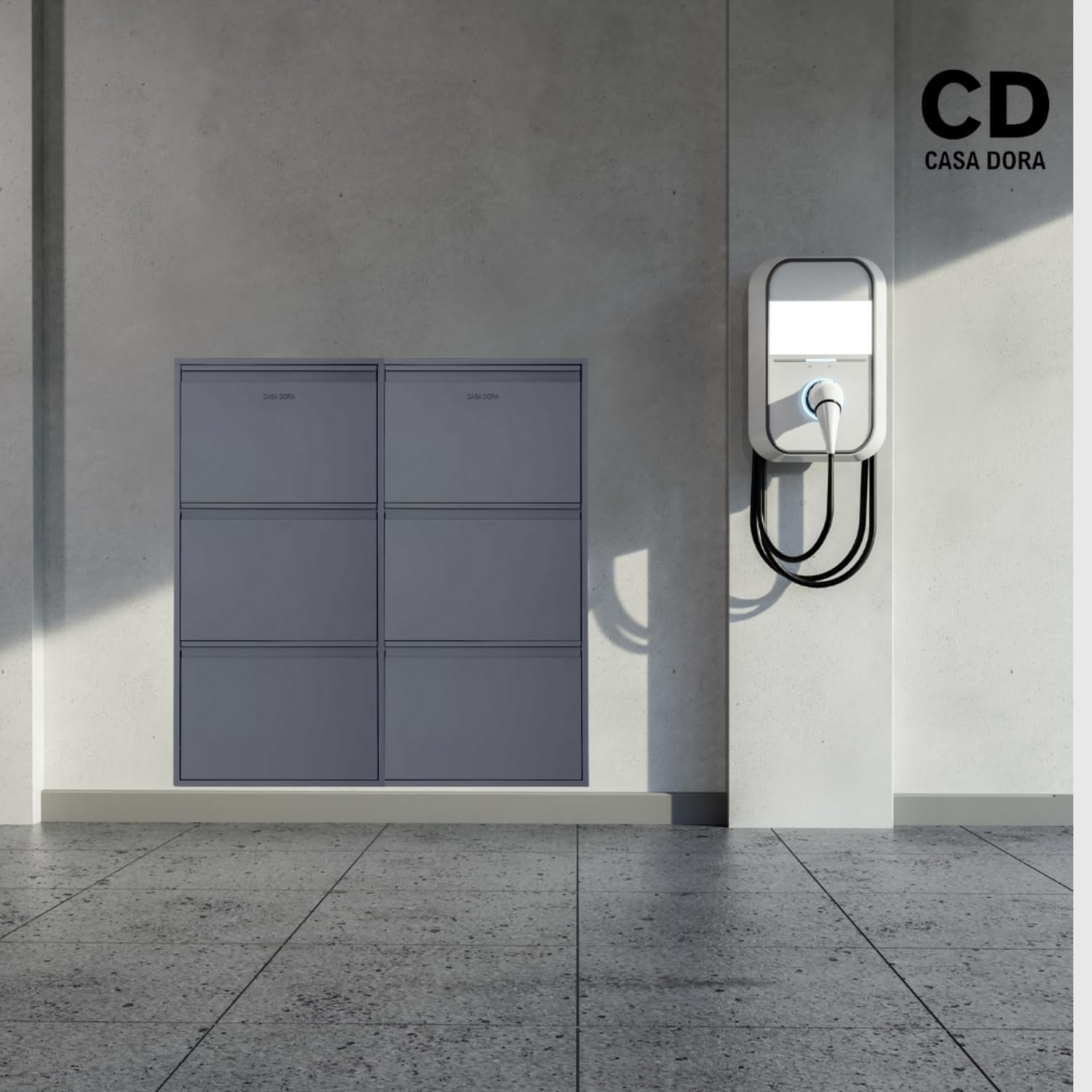 Shoe Cabinet with 3 Flip Drawers - Slim Shoe Storage Cabinet for Bedroom Hallway Home Decor - Entryway Shoe Cabinet Storage, Durable & Long Lasting Shoe Rack Storage (Light Grey) image number 4