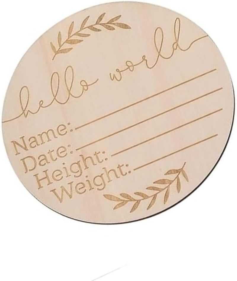 5.9In Wooden Announcement Sign, Wooden Newborn Announcement Sign for Hospital, Name Sign Hello World Newborn Welcome Sign for Hospital Photo Prop Shower Nursery Gift image number 3