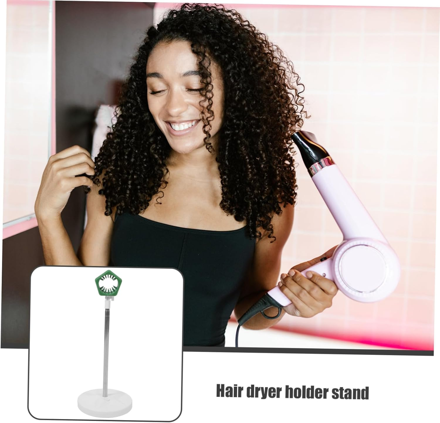 Adjustable Hands Free Hair Dryer Stand Holder Portable Blow Dryer Rack 50-106Cm Height for Bathroom Floor Use image number 1