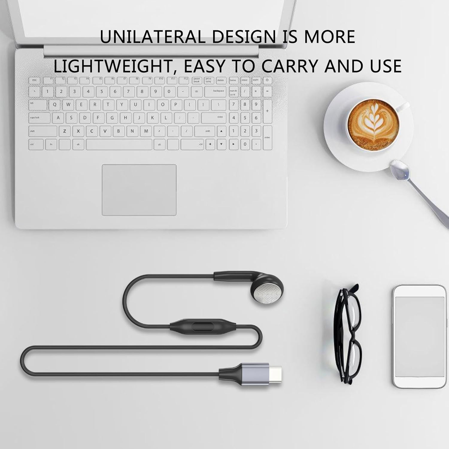 Single Earphone with Mic for Monaural 3.5Mm/Usb C, Comfort Fit, One Side Earphone Earplugs image number 2