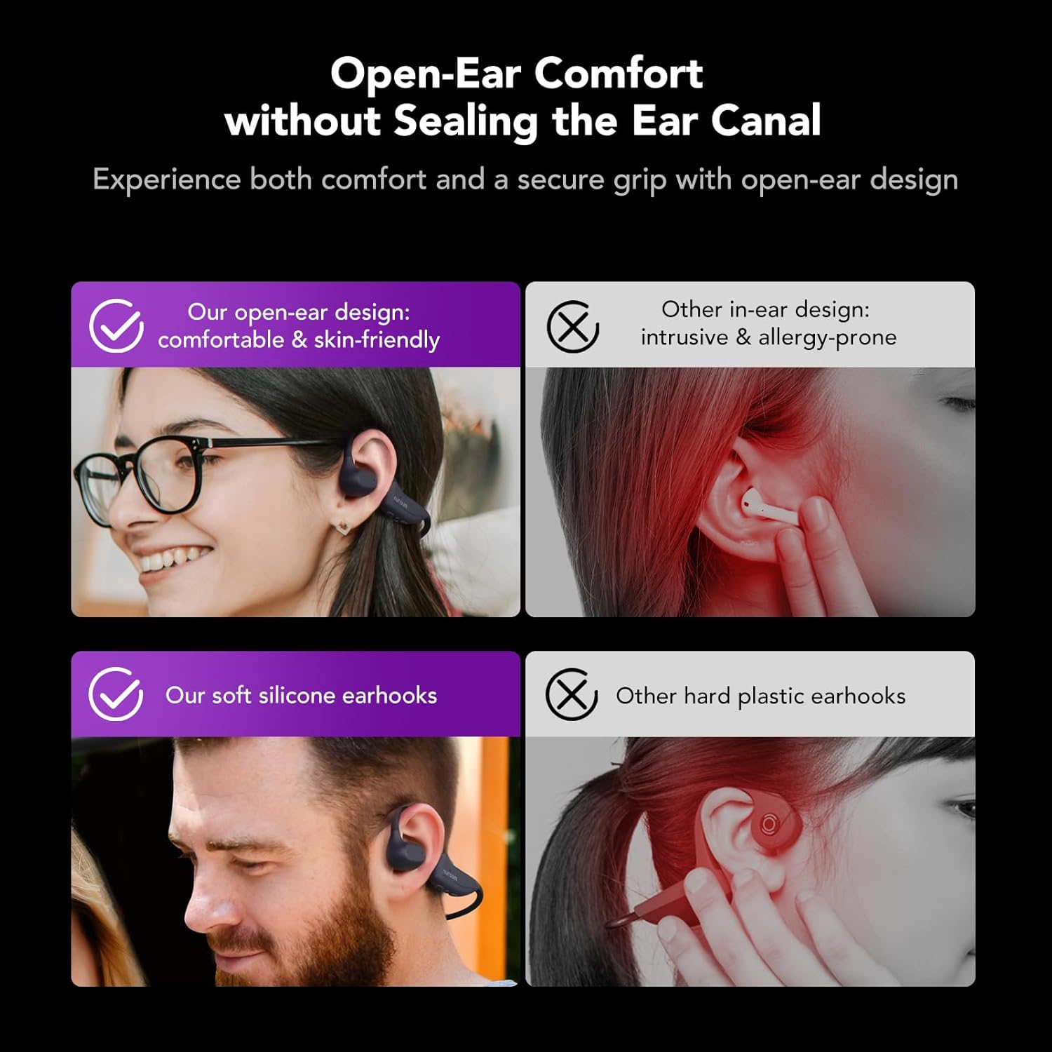 Nuroum OW20 Open Ear Headphones, Bluetooth 5.3 Sports Headphones Wireless, IPX6 Waterproof, Noise Cancelling, 10H Runtime, Wireless Headphones for Running, Jogging, Driving image number 6