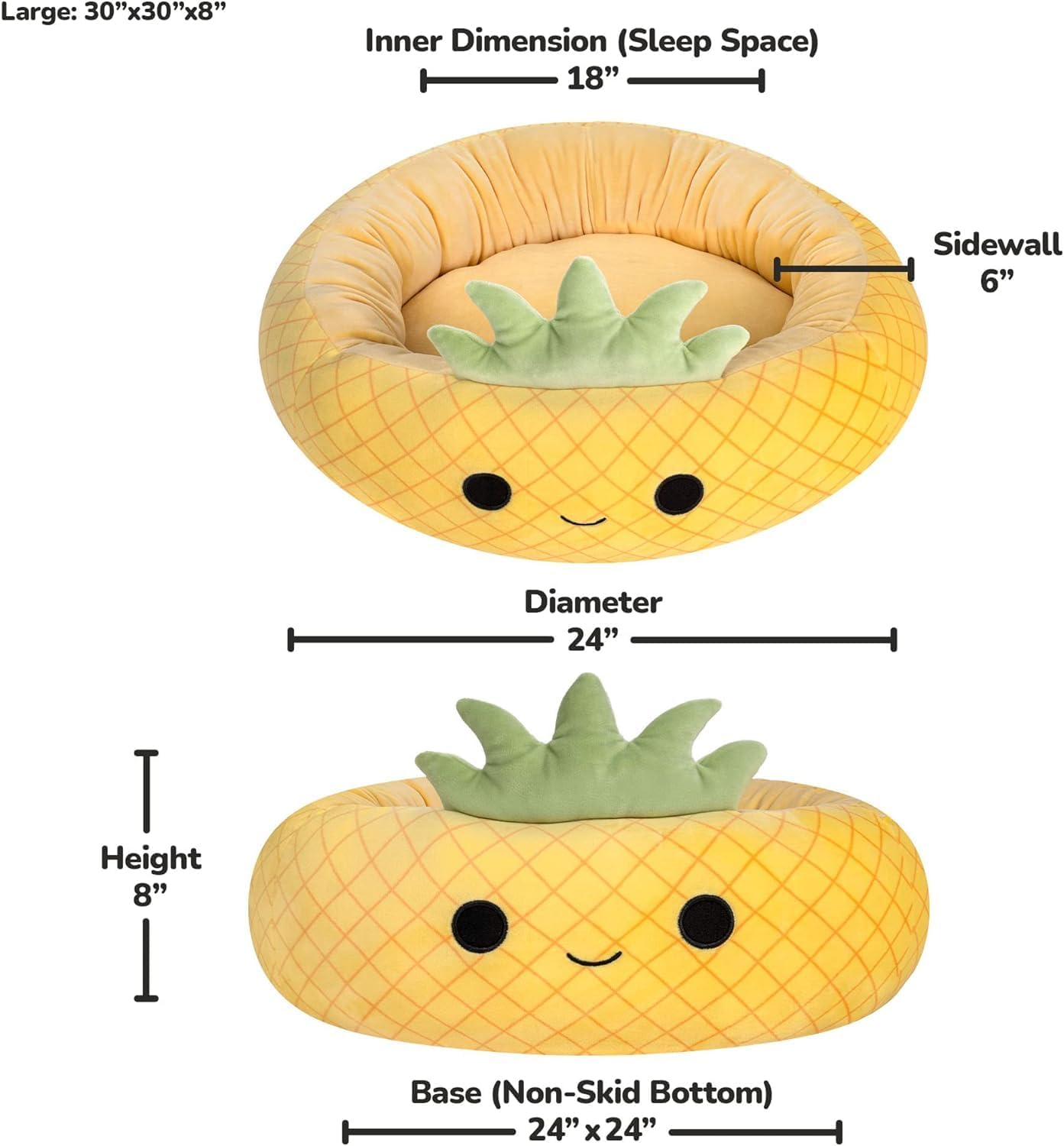Squishmallows 20-Inch Maui Pineapple Pet Bed - Small Ultrasoft Official Squishmallows Plush Pet Bed image number 1