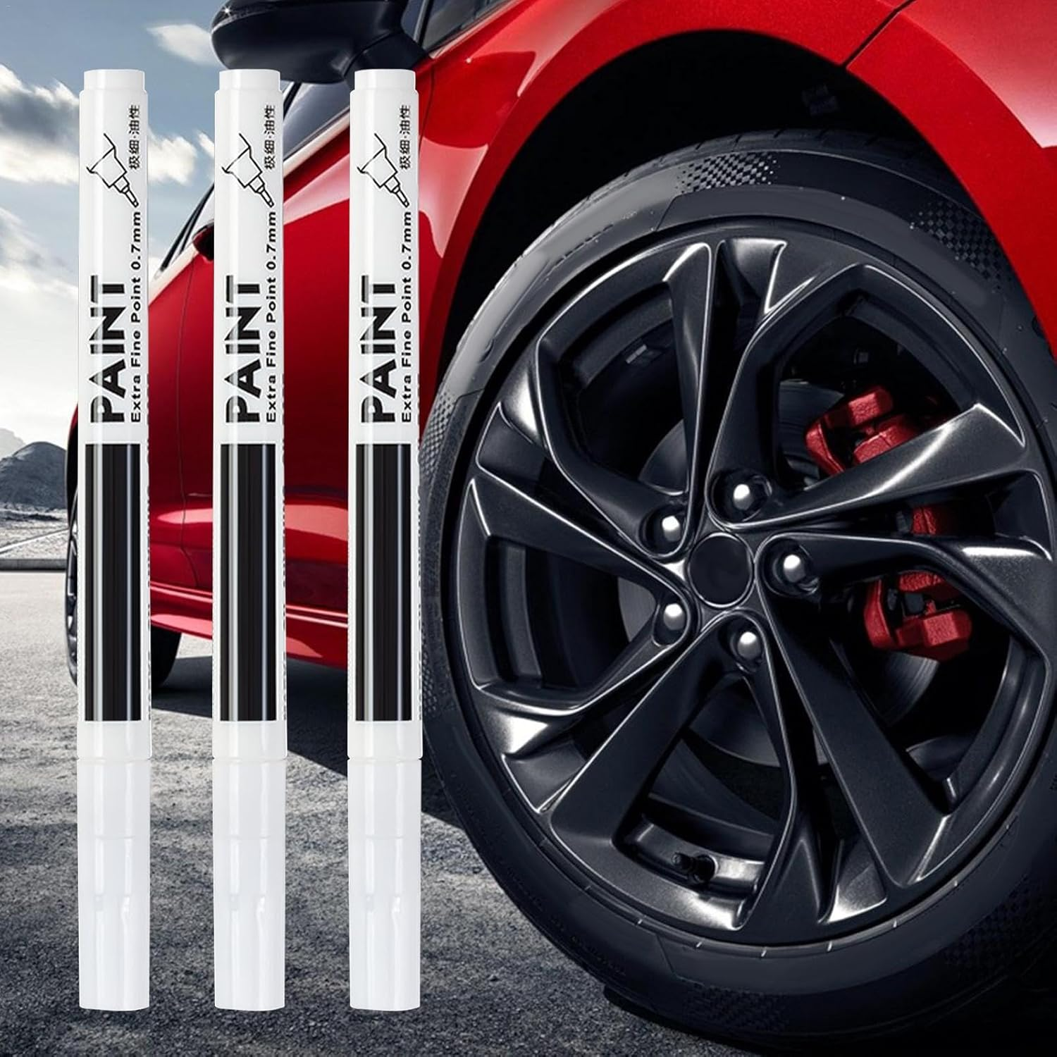 Paint - Rim Paint, Slim Auto Paint Pen | 3-Piece Professional Wheel Scratch Repair Kit, Car Scratch Eraser for Curb Rash, Scuff and Scratch Wheel Repair Paint for Easy Fixes