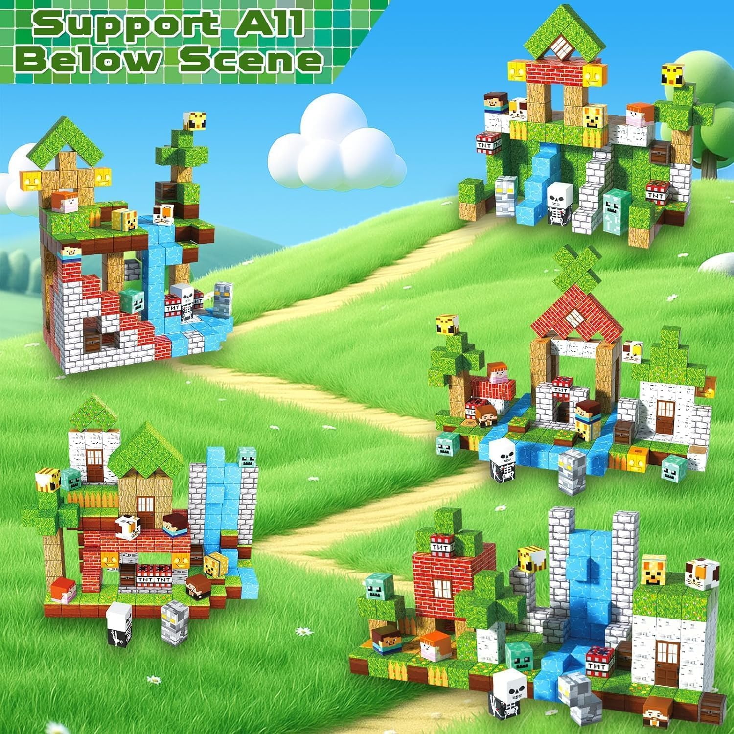 Magnetic Blocks-100Pcs Build Mine Magnet World Set, Magnetic Tiles Kids Build Cubes 2025 Upgraded STEM Game Toys, Christmas Birthday Gifts for Boys & Girls Ages 3+ (Forest) image number 5