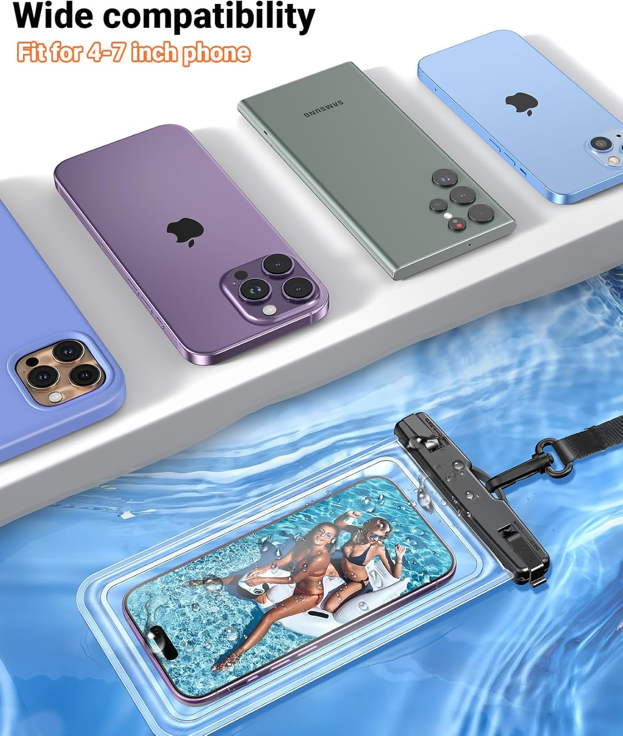 Coolpow【2 Pack】 Waterproof Phone Pouch Case【Easy Lock & Heavy Duty】 IPX8 Water Proof Phone Case Cellphone Dry Bag for Iphone 17 Pro Max16 15 14 13 12, S25 S24, 4-7" Cellphones Beach Essentials image number 3