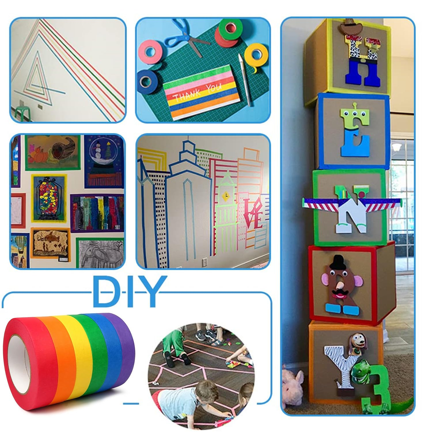 6 Rolls Colored Masking Tape 16 Yard per Roll, Rainbow Colors Painting Tape, Painters Tape, Craft Tape, Labeling Tape, Paper Tape for Bullet Journals, Party Decorations, DIY Craft (15Mm X 15M) image number 4