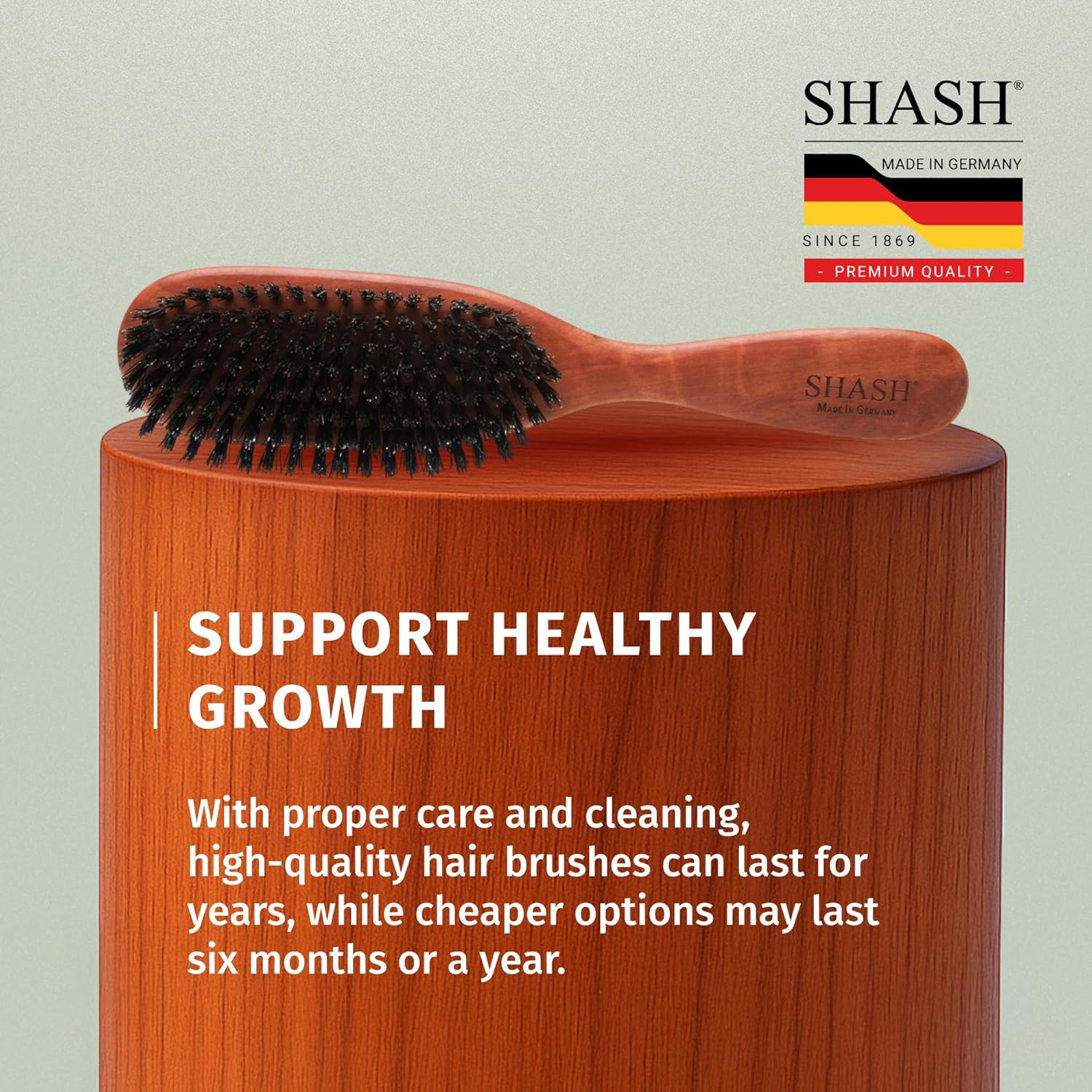 SHASH Classic German First Cut 100% Boar Bristle Hair Brush since 1869 - Conditions Hair, Improves Texture, Exfoliates Scalp image number 6