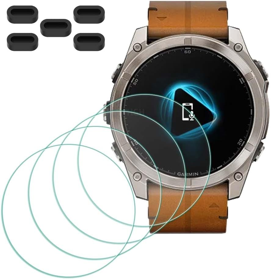 Screen Protector for Garmin Fenix 8-51Mm Sapphire Solar Smartwatch [4 Pcs] + Anti-Dust Plugs 5Pcs, MTHGH Tempered Glass 9H Hardness Anti-Scratch Bubble Free Film Ultra-Thin Protective Cover image number 5