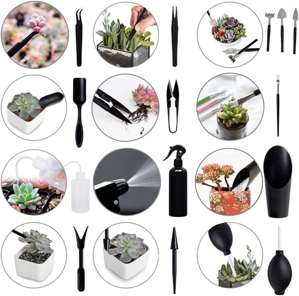 LALOCAPEYO Bonsai Tools Set,23Pcs Gardening Succulent Tree Indoor Beginner Tool Kit, Include Plant Repotting Mat, Bag, Bonsai Scissors, Gifts for Women, Plant Lovers image number 5