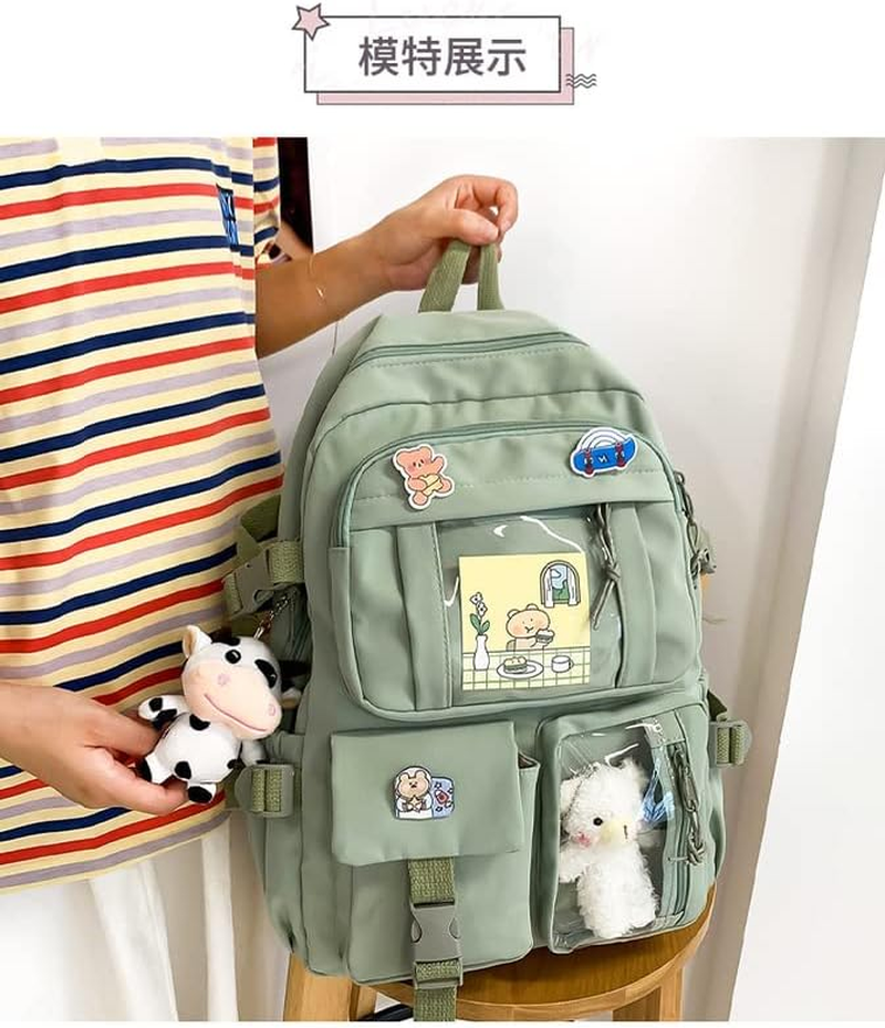 BXCNCKD Kawaii Backpack with Pins Kawaii School Backpack Cute Backpack Cute Kawaii School Backpack&hellip; - Black image number 6