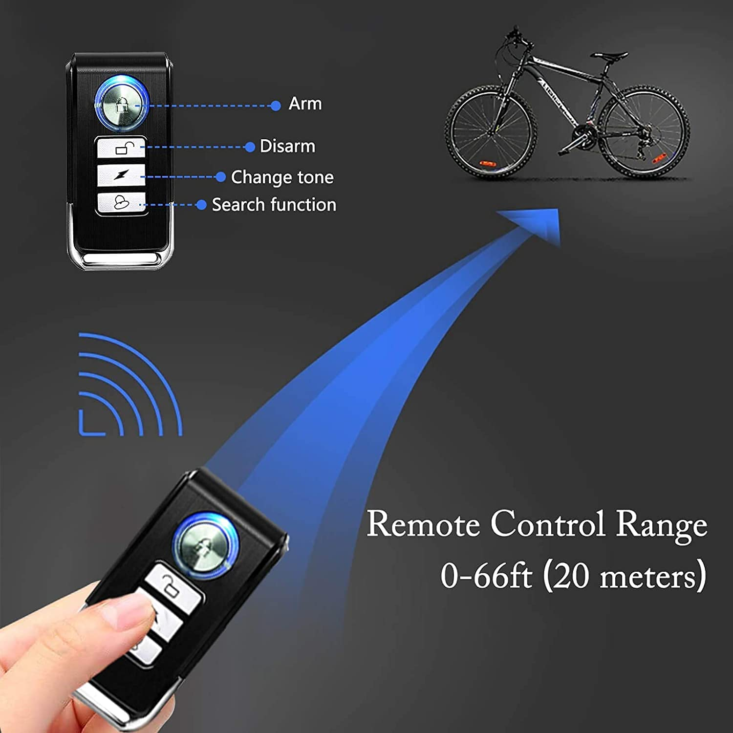 NEEWERS 113Db Bicycle Alarm, Wireless Anti-Theft Burglar Security Alarm for Bike Motorcycle Car Mobility Scooter Vehicles Door Window, Super Loud and Waterproof (Remote Control Included) image number 6