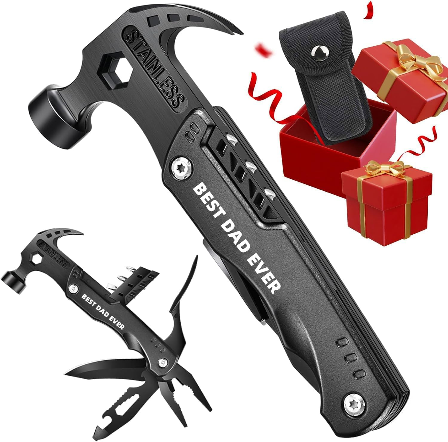 Fathers Day Gift, Father'S Day Multitool Gifts,15 in 1 Multitool Hammer Survival Multitool for Men, Gifts for Men Dad Husband,Dad'S Gifts from Son Daughter Wife, Dads Birthday Gift image number 1