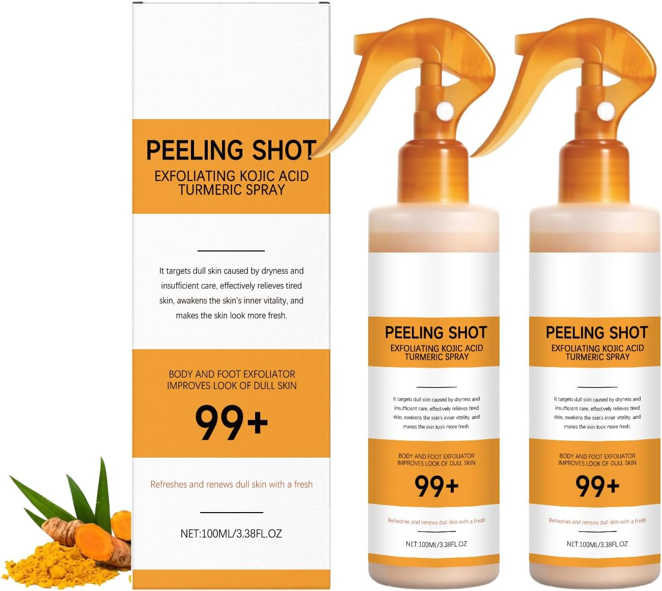 Peel Shot Keratin Care Kojic Acid Turmeric Spray, Exfoliating Peeling Solution, Body and Face Peel Spray, Gently Exfoliating and Hydration of Skin, Brighten Skin for All Skin Types (1PCS)
