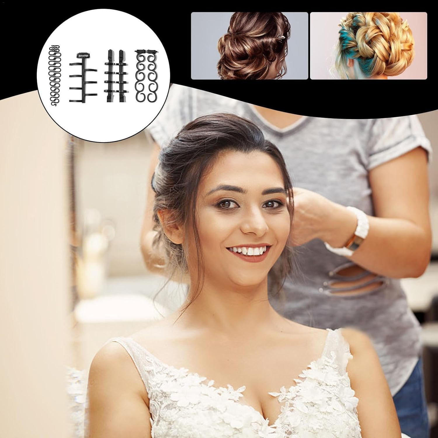 French Braid Tool,Ergonomic Multipurpose Hair Styling Set - Girls Hair Braiding Kit, Gentle Hair Braider Supplies for Weddings, Travel image number 3