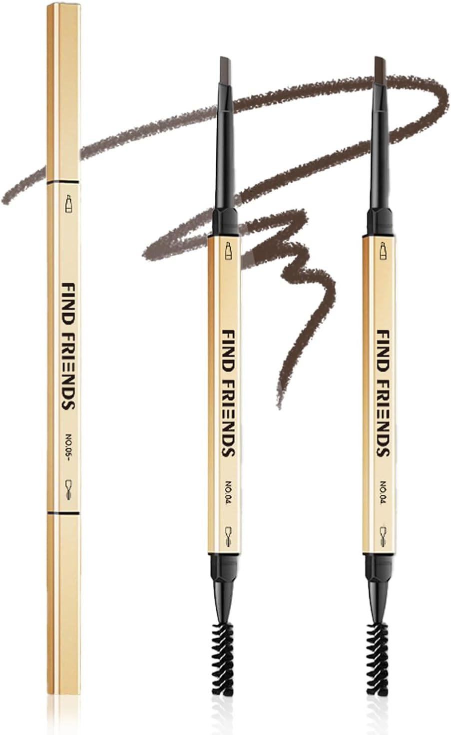 TORMEN 2PCS Micro Brow Pencil, Waterproof,Fine, Dual-Ended with Retractable Tip and Spoolie Brush Suitable for Nique Stylish,Sophisticated Brow Effects for Trend Followers (Gray Brown & Deep Coffee)