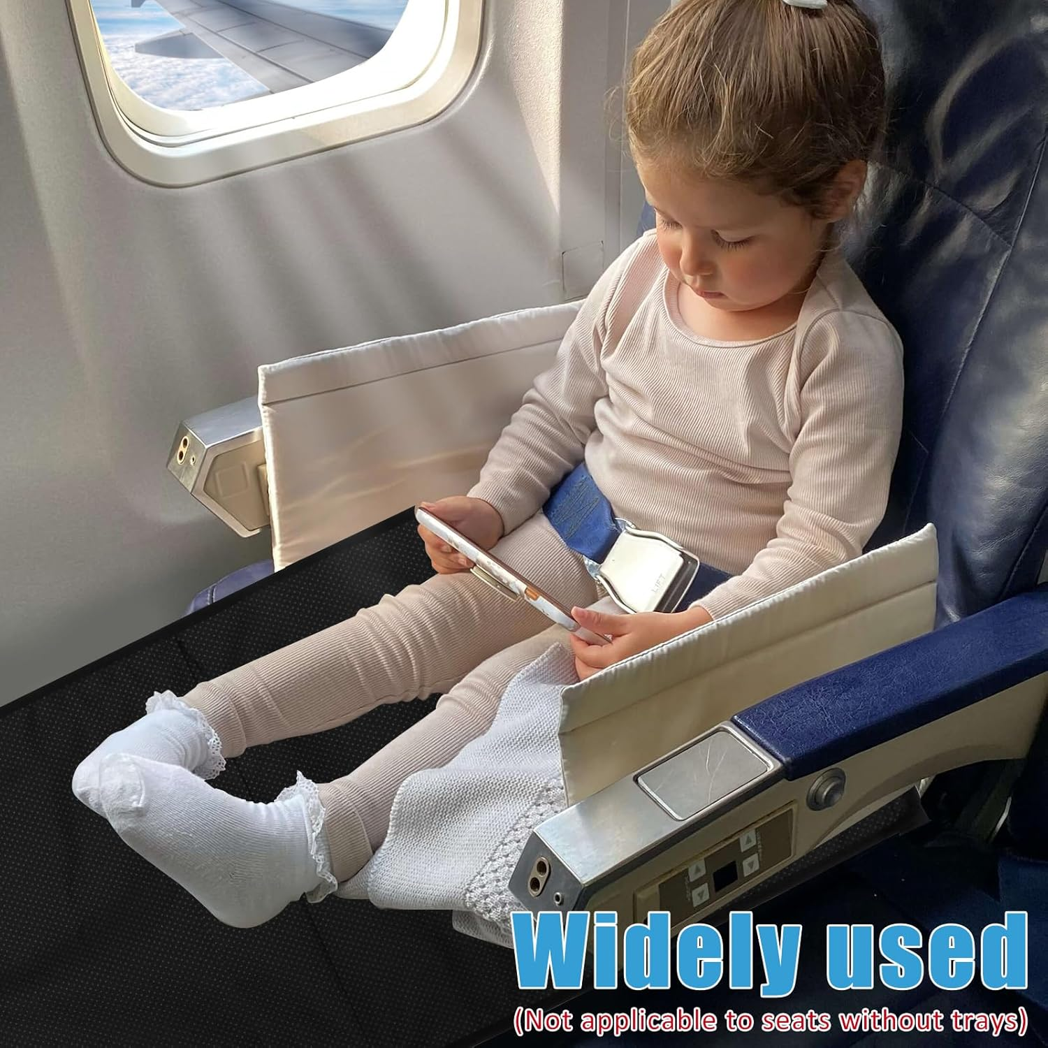 Toddler Airplane Seat Extender, Airplane Bed for Toddler Lightweight Portable Airplane Footrest with Buckle Easy Installation Airplane Seat Extender Comfortable Polyester Airplane Bed (Medium) image number 4