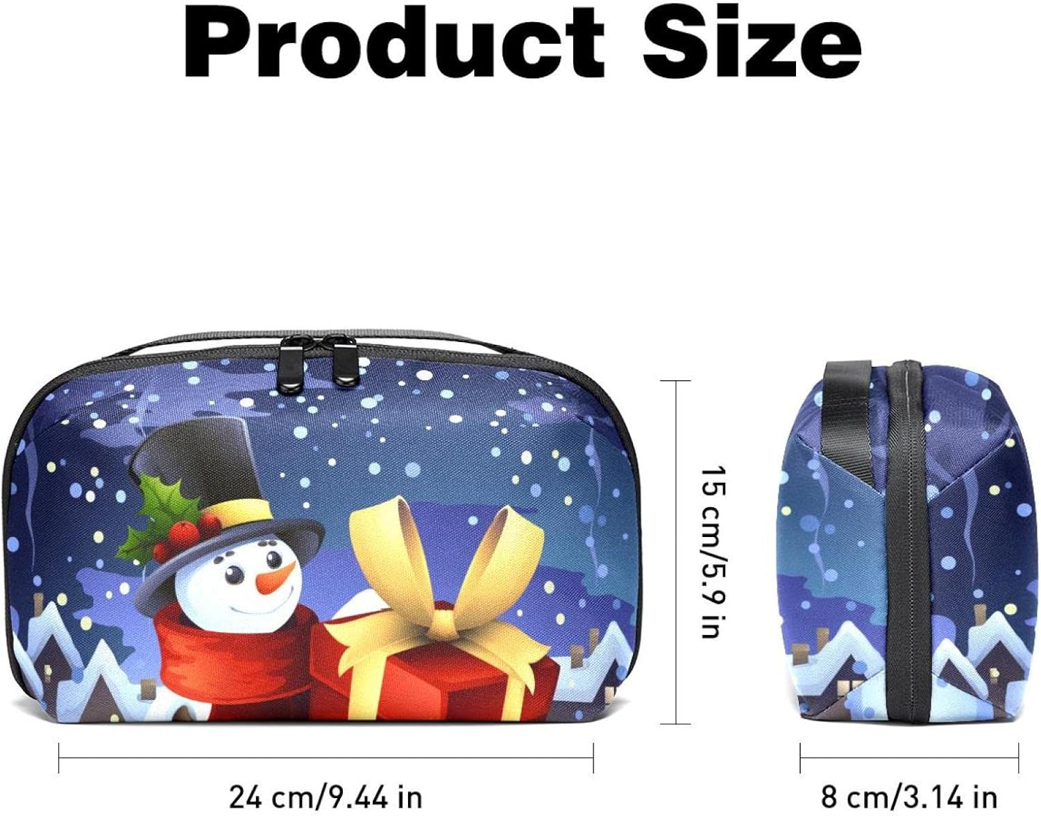 Travel Toiletry Bag for Women and Men, Water-Resistant Shaving Bag for Toiletries Accessories, Christmas Cartoon Gift Snowman image number 2
