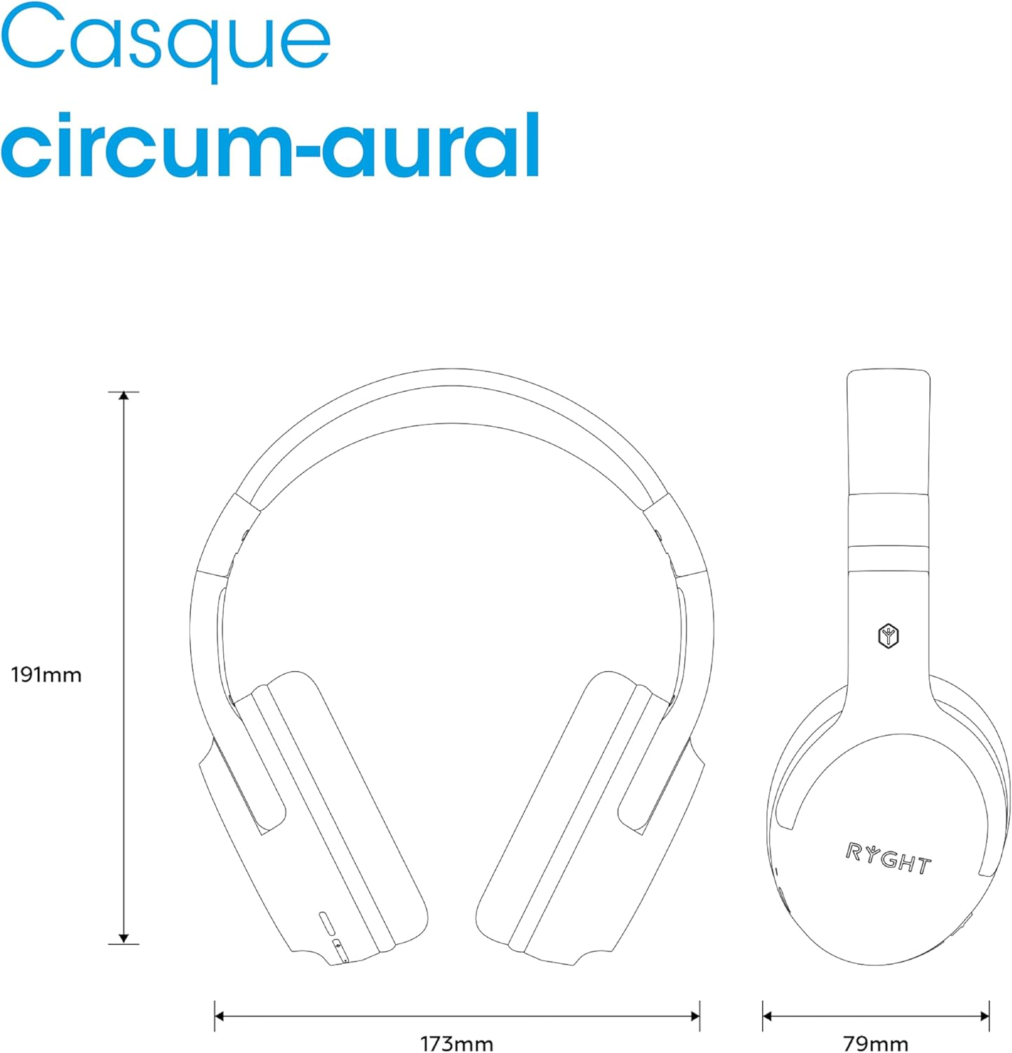 RYGHT Tempo Wireless Headphones - Clear Stereo Sound, 20 Hours Battery Life - Foldable, Lightweight, Music Control, Volume, Answer Calls, Activate Voice Assistants, Padded Ear Cups - image number 6