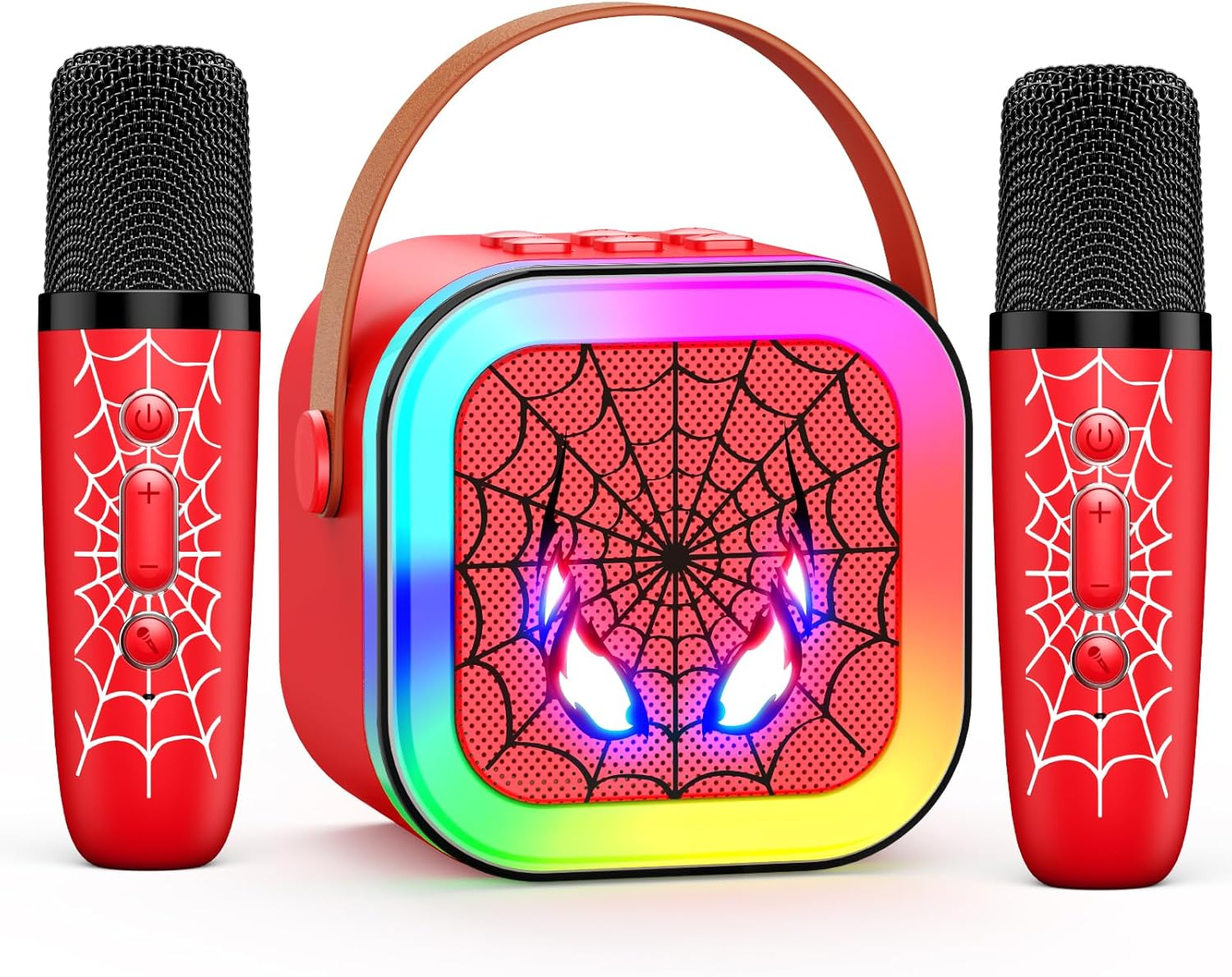 Mini Spider Karaoke Machine Kids, Vingtank Toys for 4 5 6 7 8 9 Year Old Boys Girls Portable Bluetooth Speaker with 2 Wireless Microphones Gifts for 3-5 6-8 8-12 Year Old Boys Girls Adult Family Party image number 5
