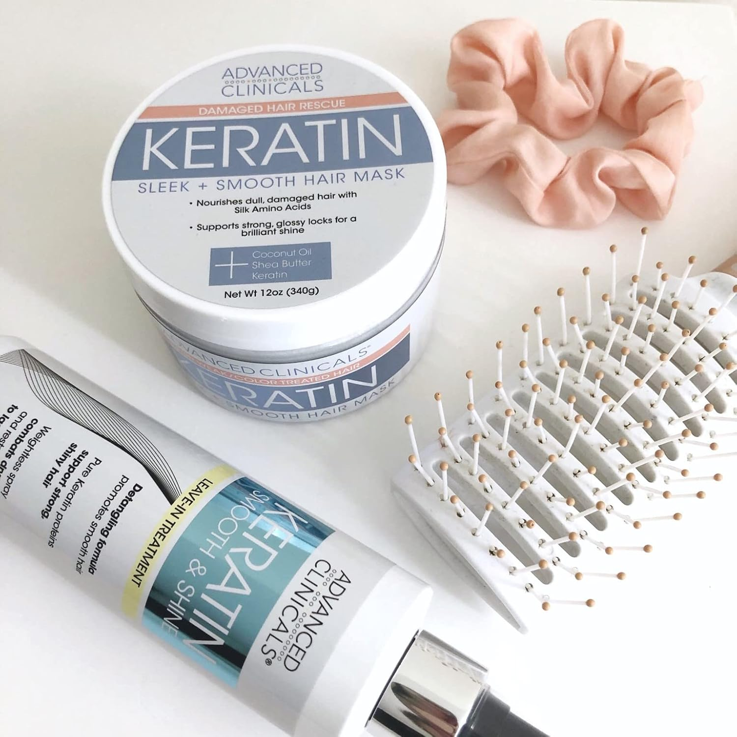 Advanced Clinicals Keratin Hair Treatment Mask for Colour Treated Hair Detoxifying Keratin Conditioner to Strengthen Broken, Colour-Treated Hair Fortifying Hair Repair Mask with Shea Butter, 350Ml