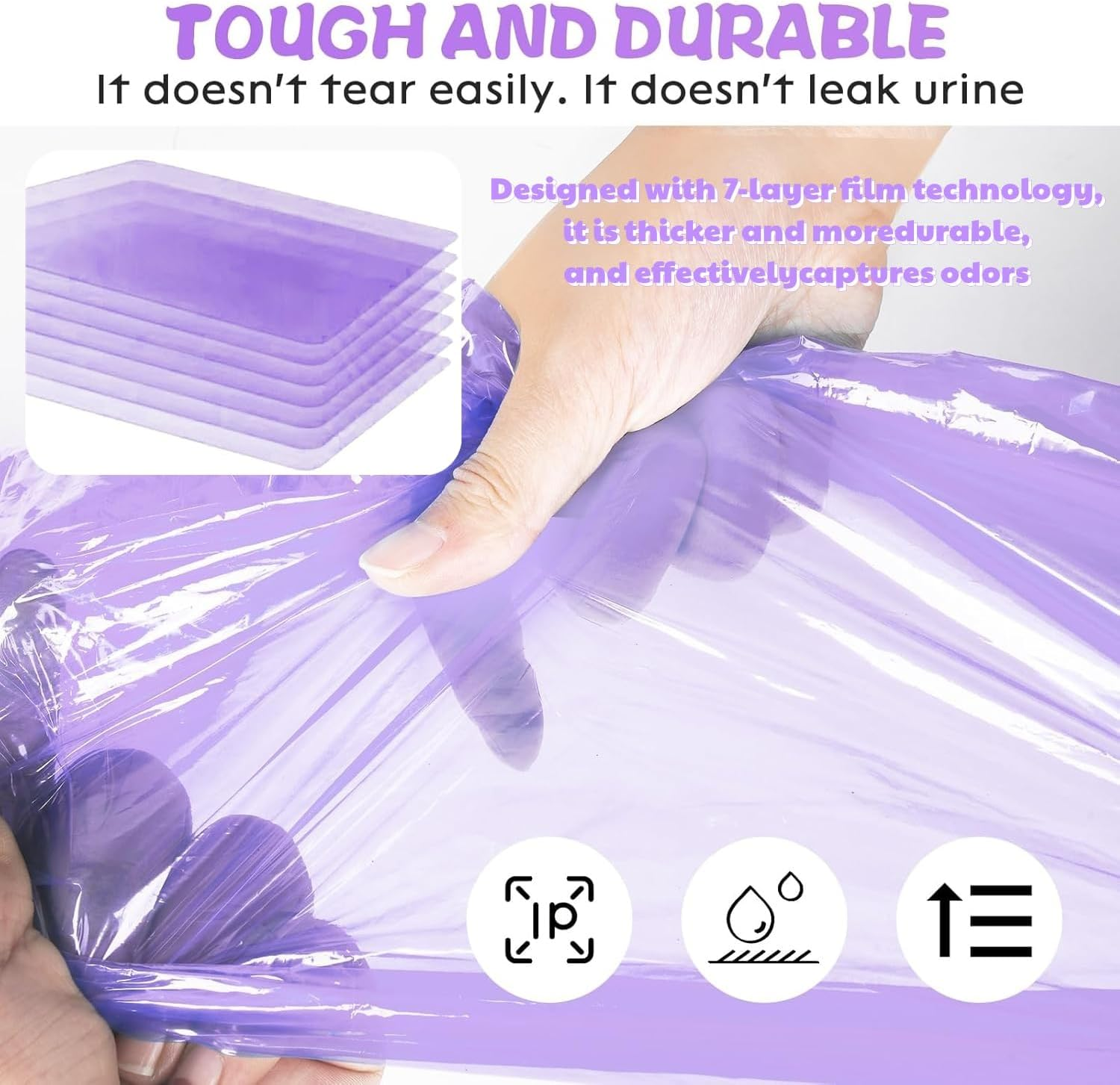 Nappy Bin Refill Bags Diaper Pail Refills Bag Diaper Bin Bags,4.5M Odor Blocking Diaper Pail Liner Cat Litter Refill Garbage Bags (8Pcs-Purple) image number 1