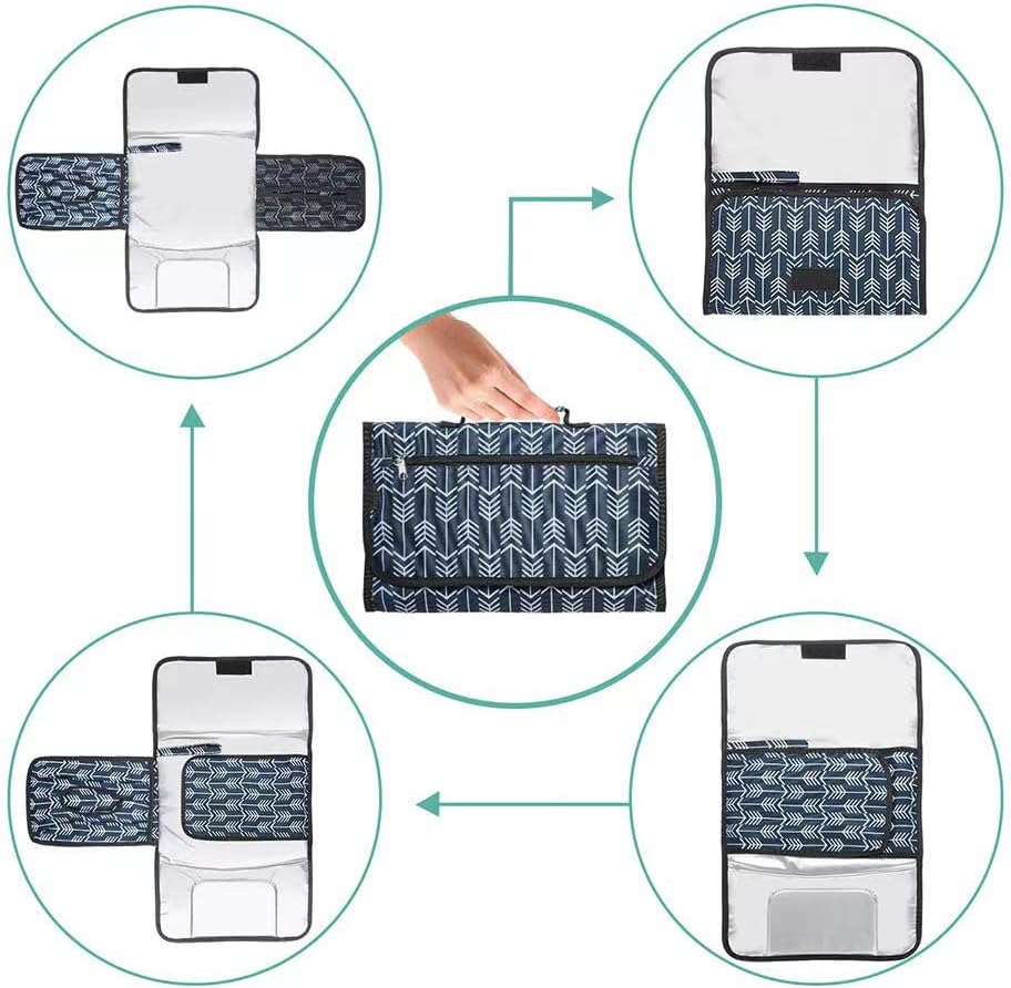 Tignapoo Portable Baby Changing Pad Waterproof Travel Baby Diaper Changing Pad Foldable Changing Mat for Baby Built-In Pillow with Pockets image number 5