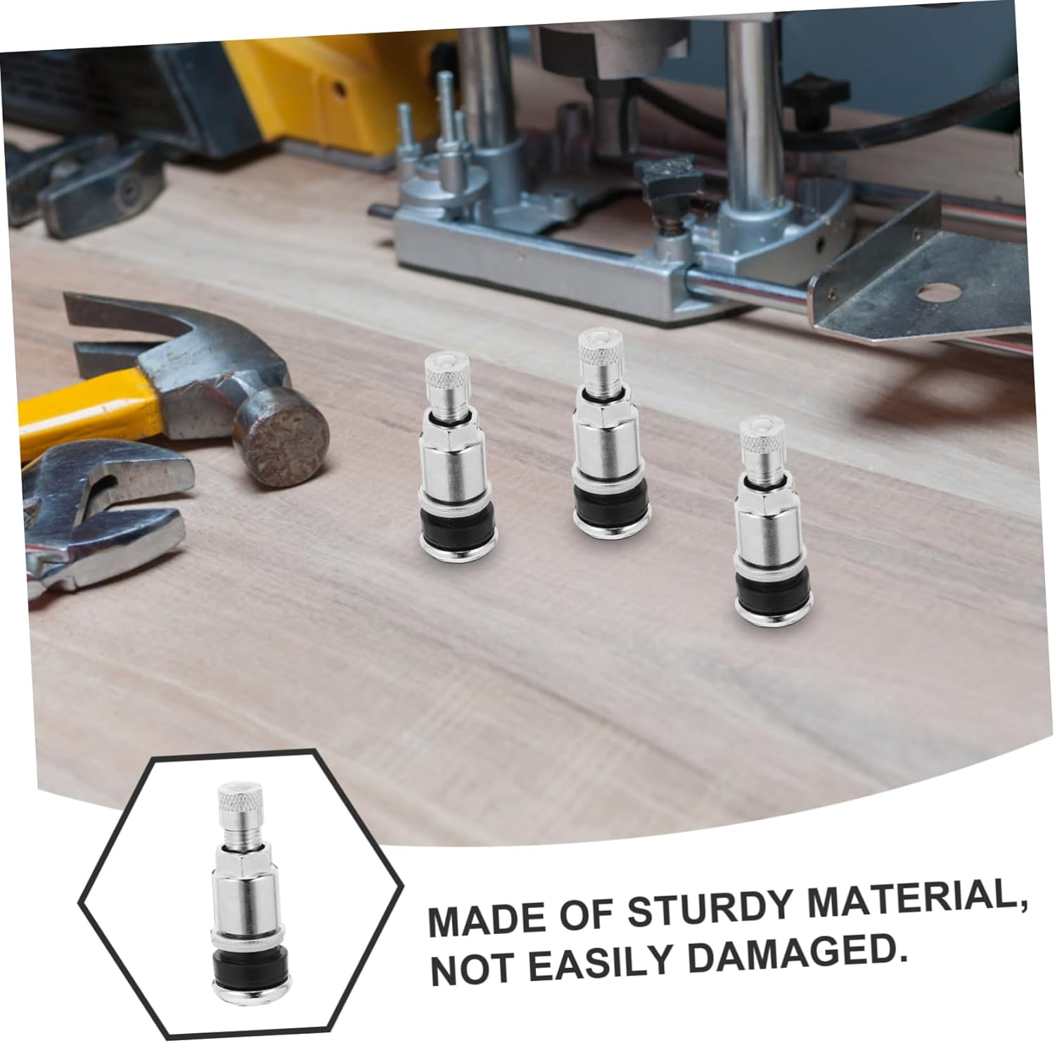 DINHEAROM 10Pcs Bolt-In Car Tire Valve Stems with Striped Caps Tubeless Wheel Valve Stems for Automotive and Motorcycle Tire Repair image number 1