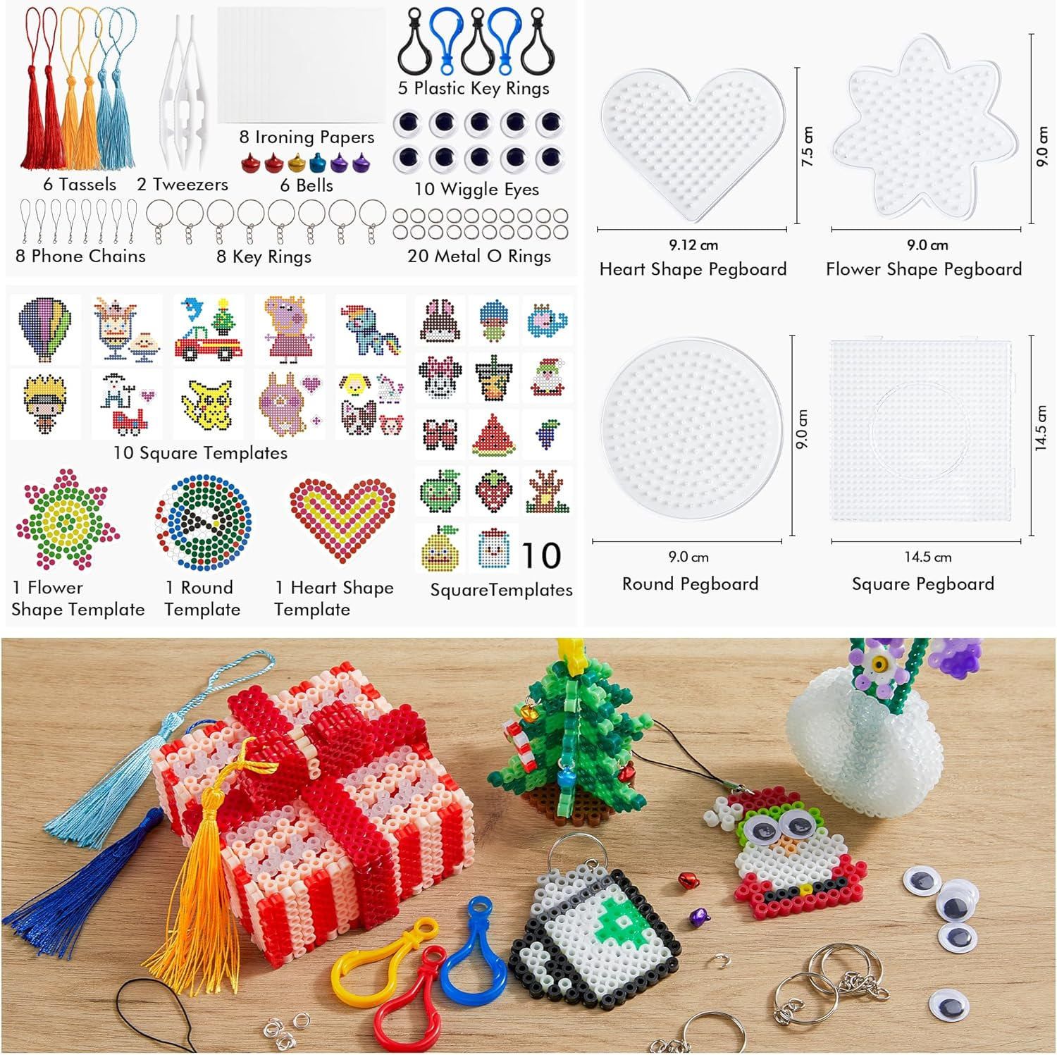 INSCRAFT Fuse Beads, 21,000 Pcs Fuse Beads Kit 22 Colors 5MM for Kids, Including 8 Ironing Paper,48 Patterns, 4 Pegboards, Tweezers, Beads Compatible Kit image number 5