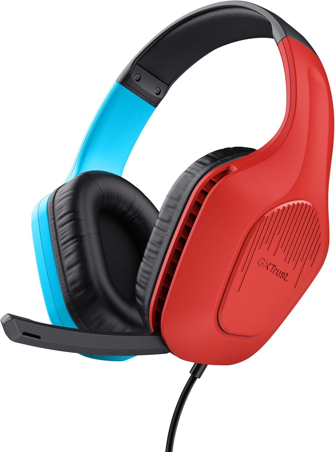 Trust Gaming GXT 416S Zirox Lightweight Gaming Headset for Nintendo Switch Consoles with 50Mm Drivers, 3.5 Mm Jack, 1.2M Cable, Foldaway Microphone, Over-Ear Wired Headphones, Blue/Red image number 3