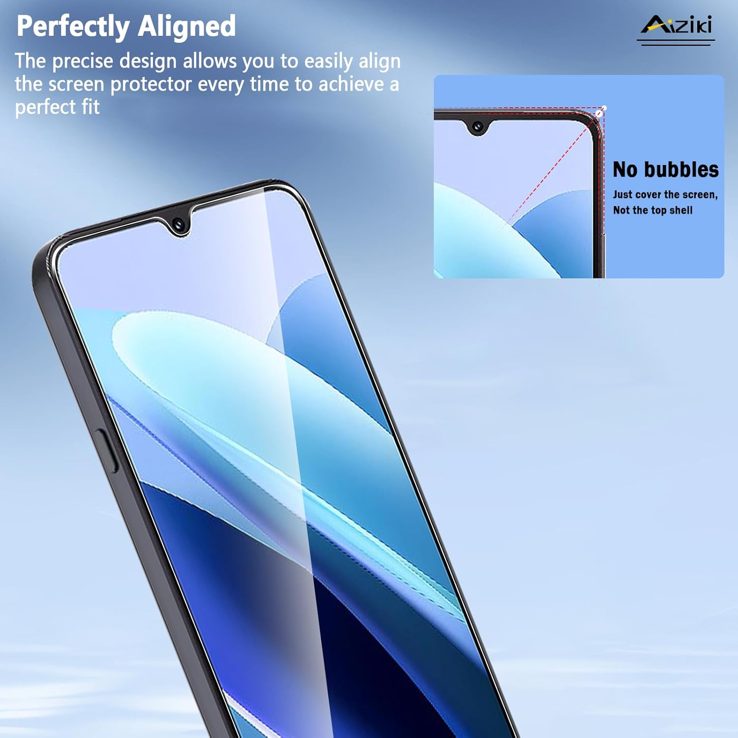 Aiziki Glass Screen Protector for Cubot A40 Tempered Glass Film, Impact-Protection, Anti-Shatter, Anti-Scratch, HD Clear, Bubble Free, [2 Pack] Screen Protectors Cubot A40