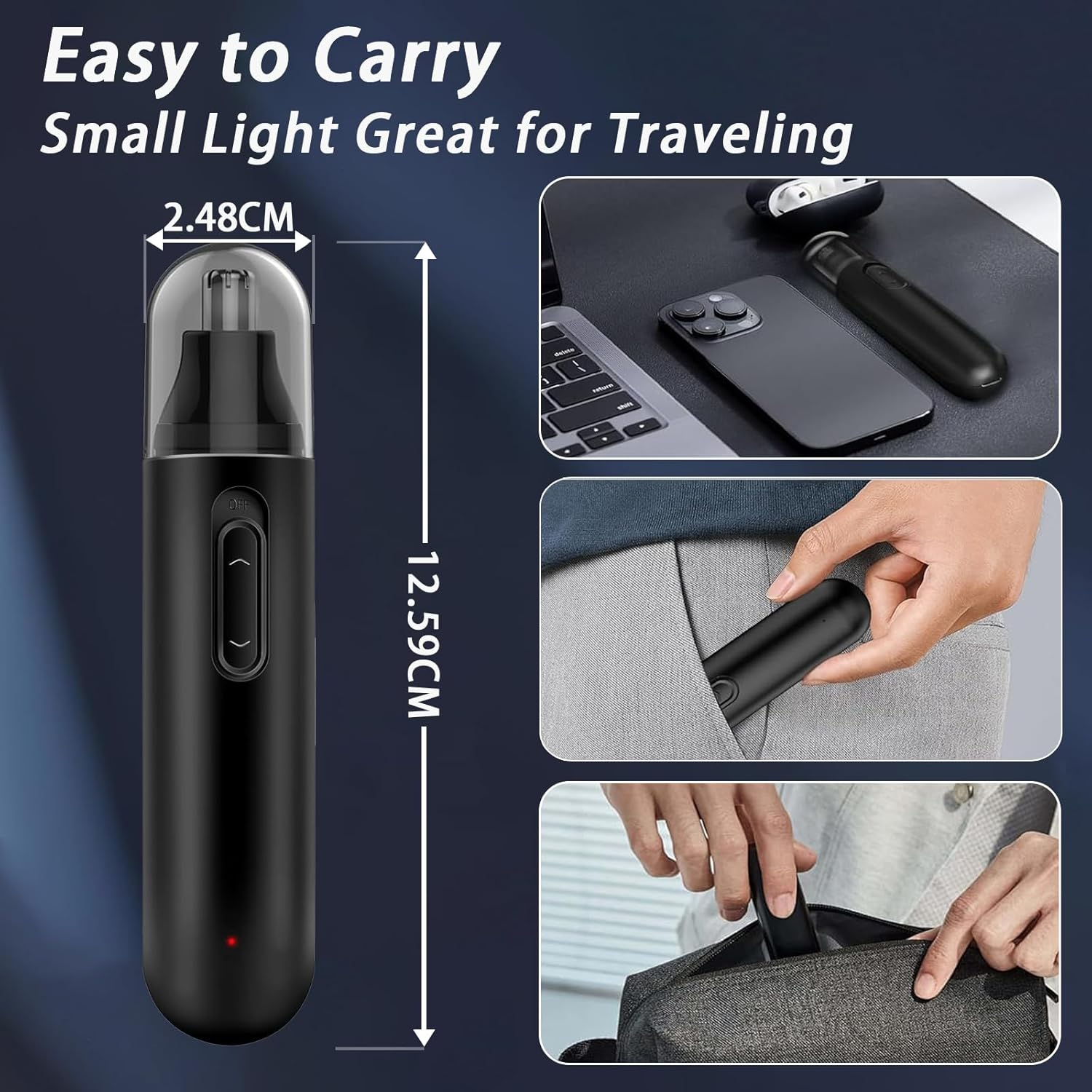 Nose Hair Trimmer for Men, Ear Hair Trimmer, Rechargeable Type-C, Ipx7 Waterproof, Ideal for Trimming Nose Hair, Ear Hair, and Eyebrows, Suitable for Both Men and Women image number 2