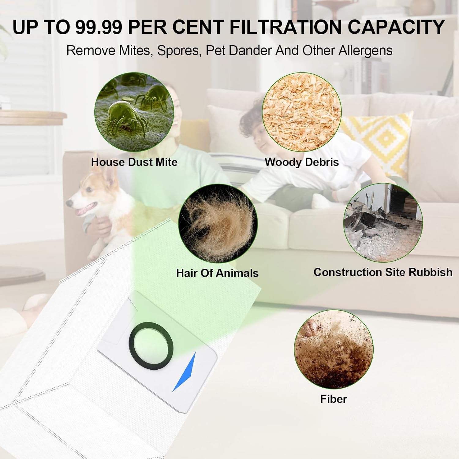 YBVABE 4Pack Vacuum Cleaner Bags for Ecovacs Deebot X1 Omni, X1 Plus, T10 Omni, T10 Plus, T20 Omni, X & T Series Replacement Dust Bags Large 3.3L Capacity image number 5