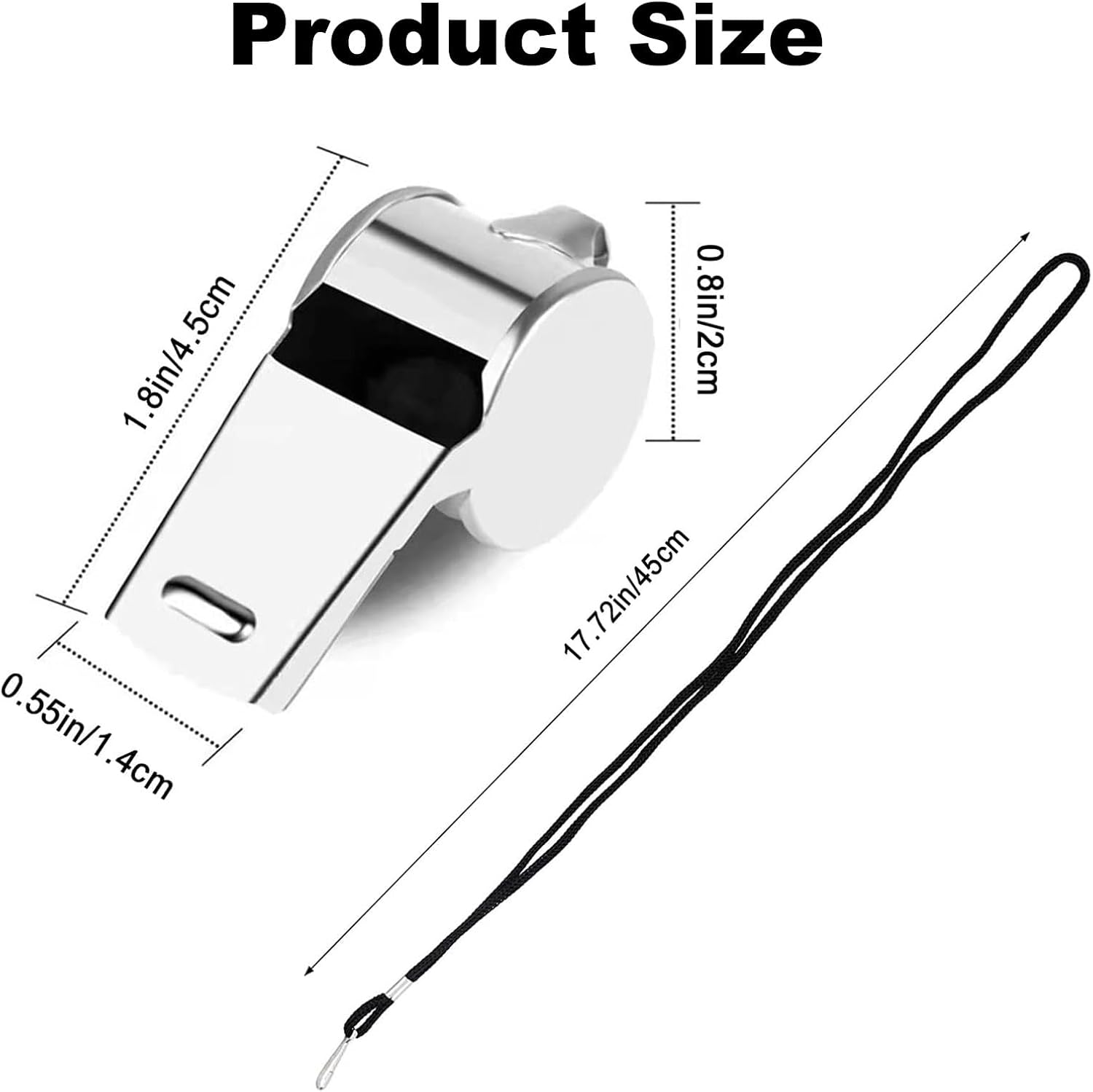 16-Pack Stainless Steel Sports Whistles with Lanyard,Very Loud Crisp,Clear Sound Whistles Great,For Adults,Teachers, Officials, Coaches,Referees, Personal Defense, Survival Kits & Outdoor Safety image number 1