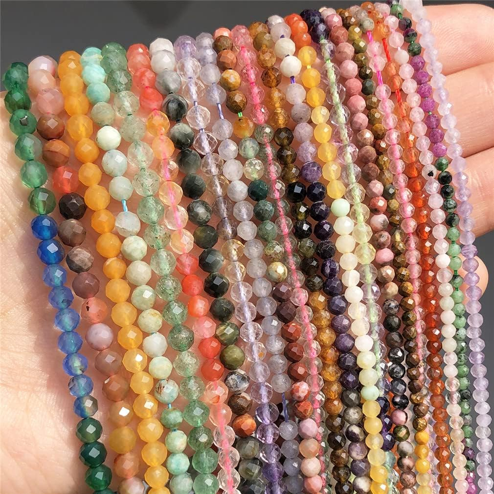 Natural Stone Faceted Agate Fluorite Jades Small Gem Beads for Jewelry DIY Making Bracelet image number 2