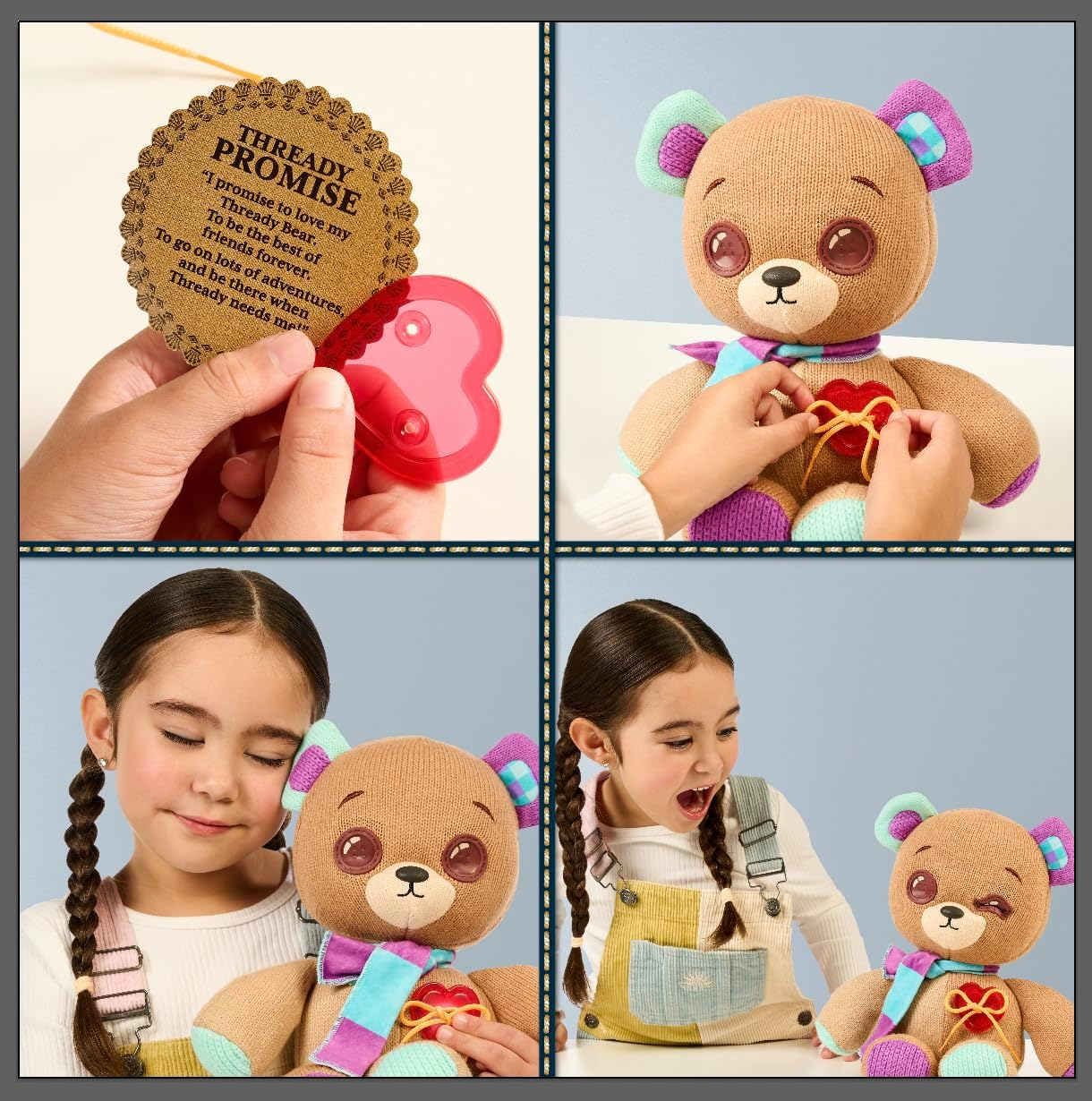 Thready Bear - Interactive 14" Plush Teddy Bear. Make a Wish & Bear Comes to Life. Magical Expressive Button Eyes - Happy, Sad, Winks & Blinks. 70+ Expressions & Reactions. Batteries Included. Ages 3+