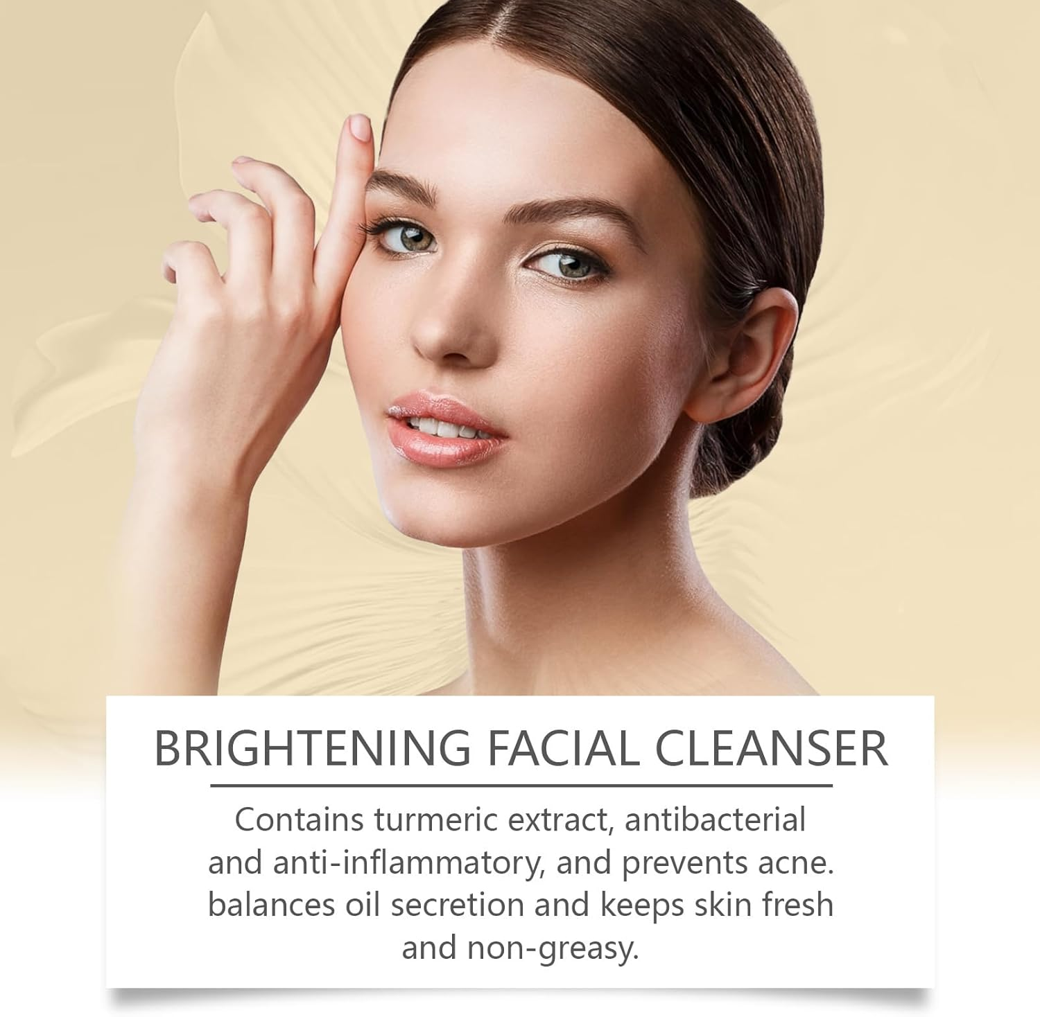 Turmeric Face Wash with Brush, Foaming Facial Cleanser for Deep Cleansing and Exfoliating, Brightening & Moisturizing Turmeric Cleanser for Women & Men, Gentle for All Skin Types (6Pcs) - 1Pcs image number 3