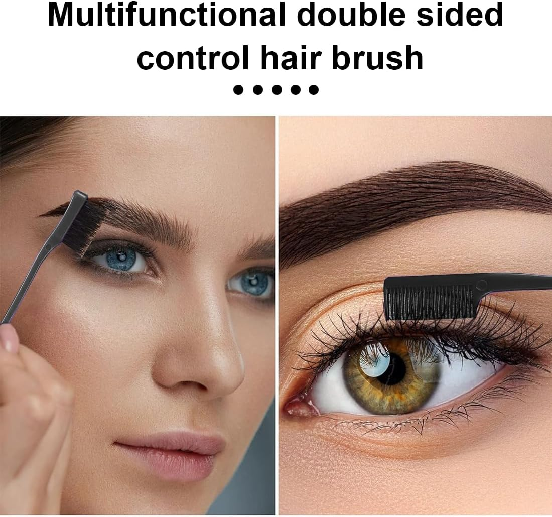 JRYXDS Sleek Bun Brush Set Double Edge Brush Rat Tail Comb Bristles Haircut Hair Comb for Hairdresser Women Baby Children (Black) image number 2