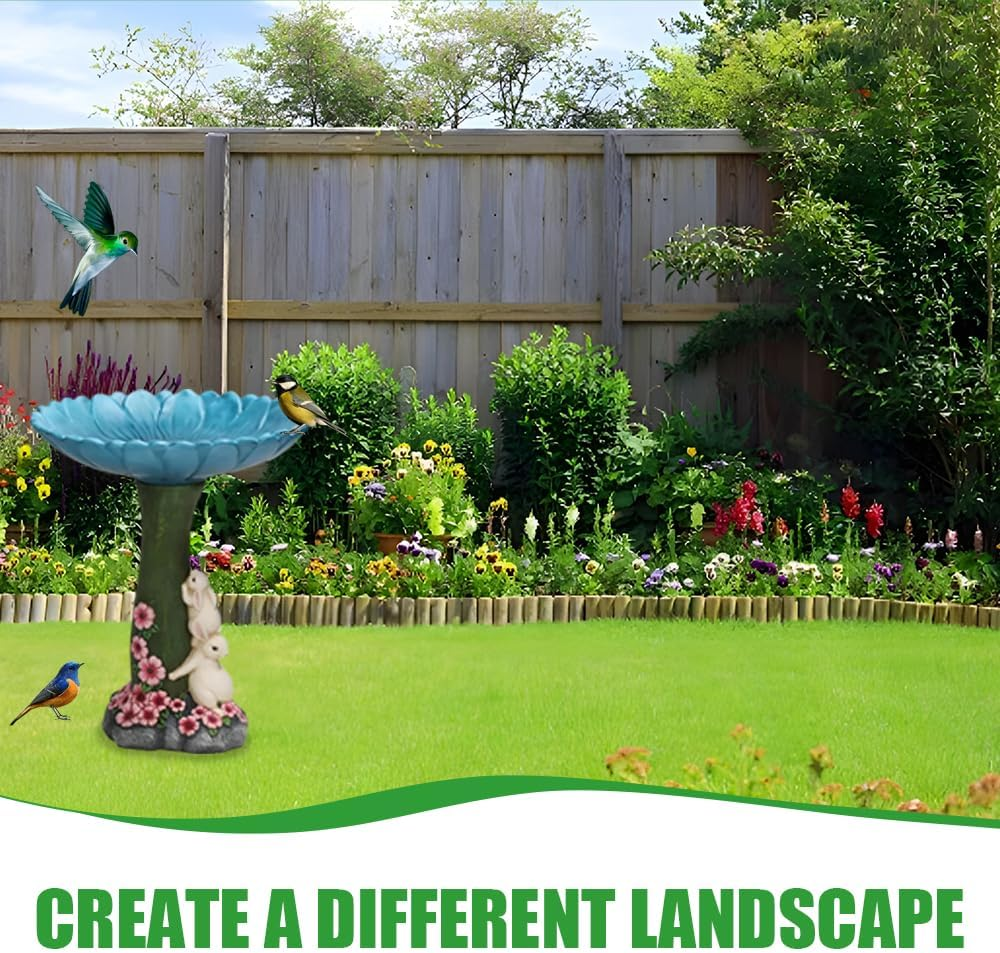 Statue Bird Feeder, Bird Bath Standing Resin, Garden Resin Ornament, Bird Feeders Rabbit Shape Garden Yard Statue, Polyresin Bird Bath for Outdoors Home Garden Backyard image number 3