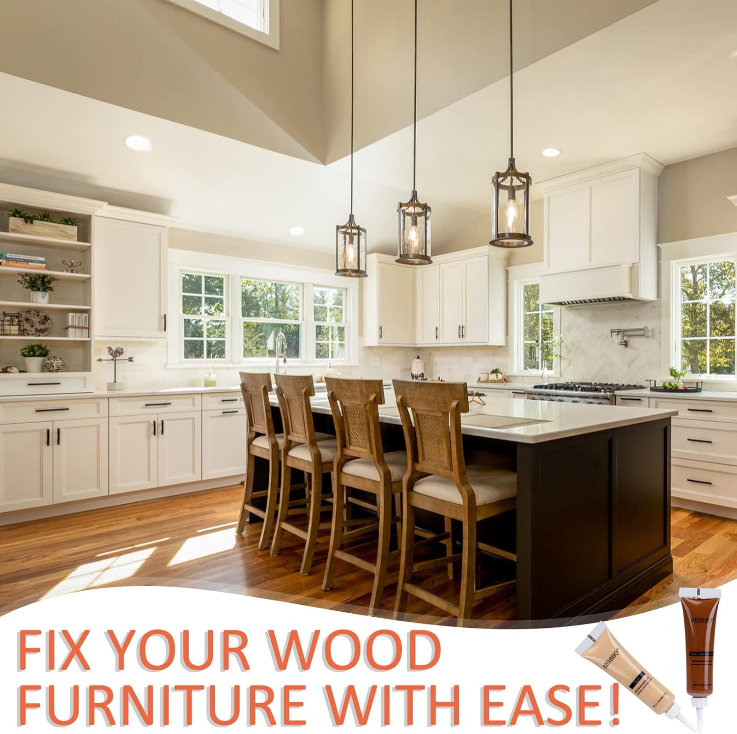 SEISSO 12 Colors Wood Scratch Repair Kit, Wood Filler Putty Furniture Markers Touch up Vinyl Floor Repair Kit - Restore a Finish, Cover Hardwood Scratches, Cracks, Hole, Table, Door