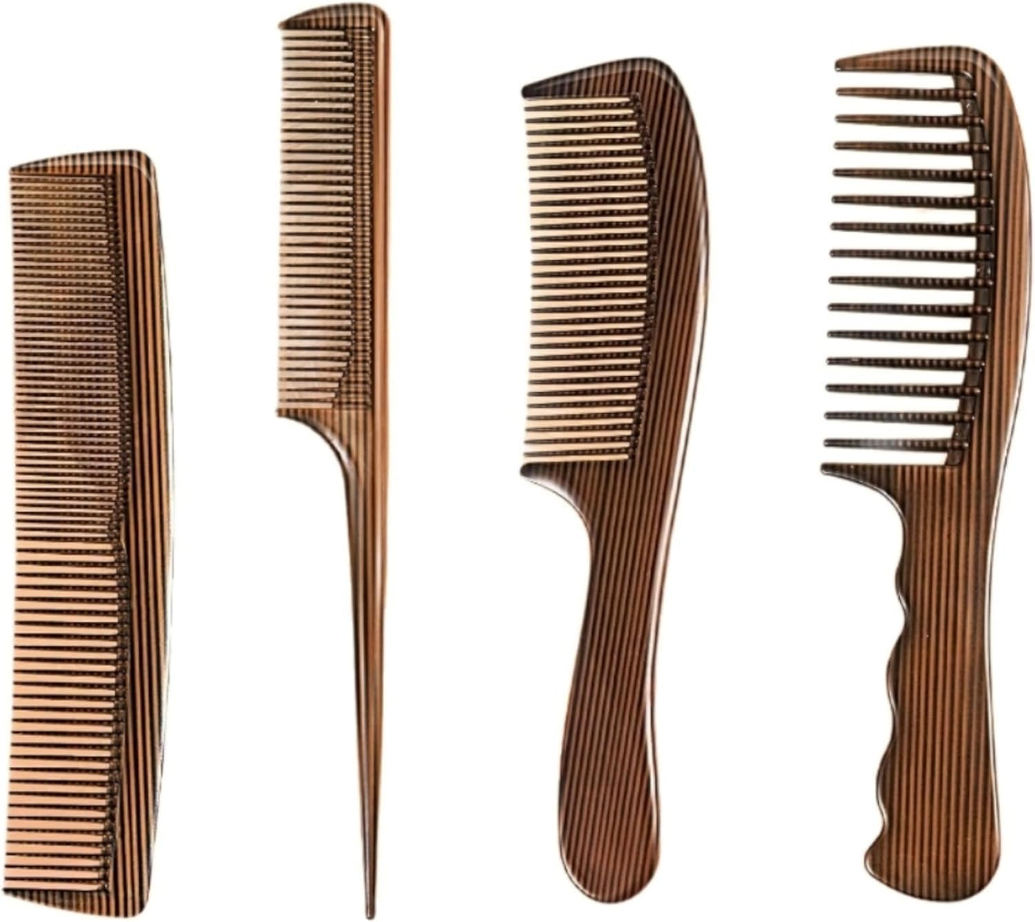 Wooden Natural Detangling Fine Tooth Wide Tooth Combs, 4Pcs Natural Sandalwood Tail Comb Anti-Static,Anti-Static Scent Wooden Detangler Combs,Wood Wide Tooth Comb for Shiny Hair image number 3