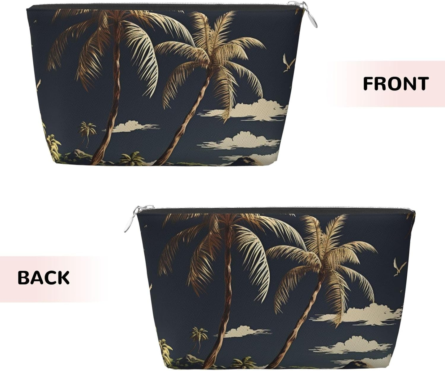 SDTYKHJ Large Capacity Makeup Bag for Women, Waterproof Portable Shaving Bag, Small Toiletry Bag, Palm Tree, Leather, Travel Cosmetic Organizer Bags, Siliver, One Size