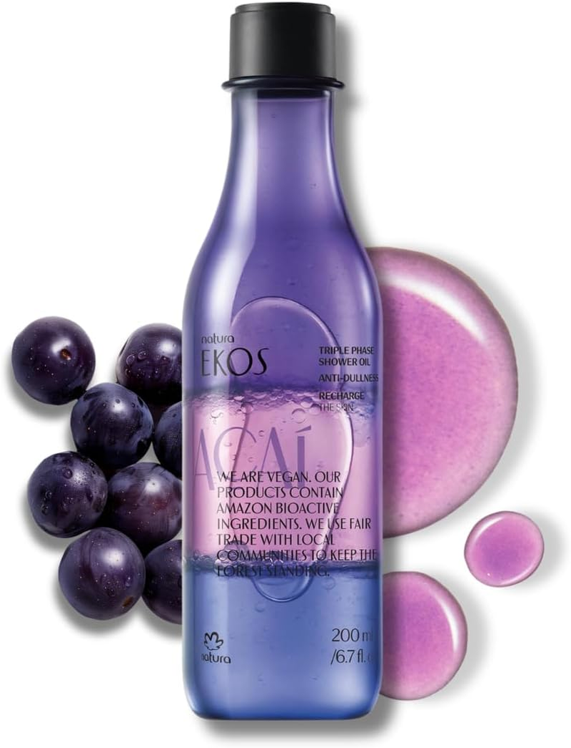 Natura - Ekos A&ccedil;a&iacute; Triple Phase Shower Oil - Revitalizing In-Shower or Bath Body Oil - Anti-Dullness - Scented - Bath Oil - Skin Moisturizer - Vegan Skin Care - Brazilian Beauty - 6.7 Fl Oz (200Ml) image number 4