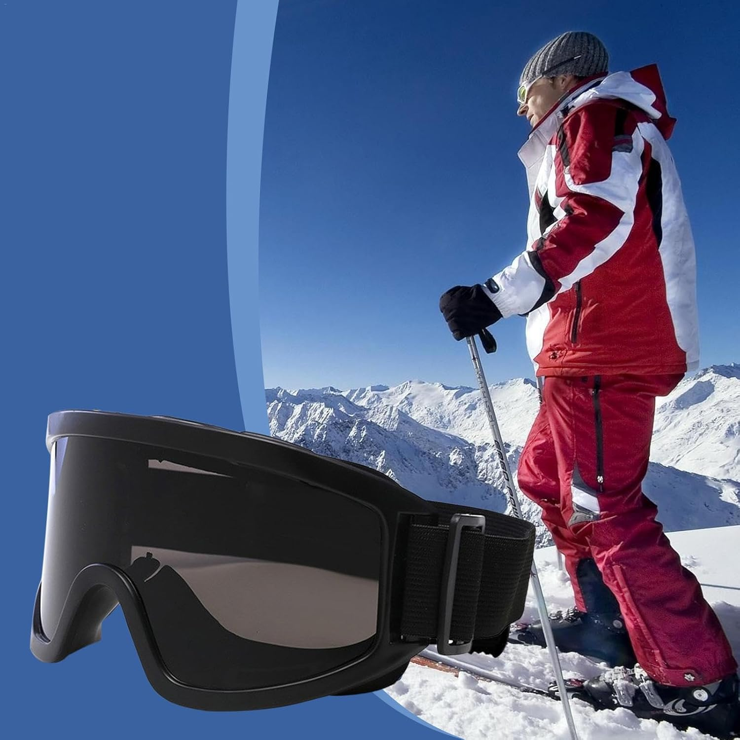 Snowboarding Goggles - Motorcycle Goggles | Ski and Snowboard Goggles for Men Women, anti Fog UV Protection Glasses for Running, Cycling