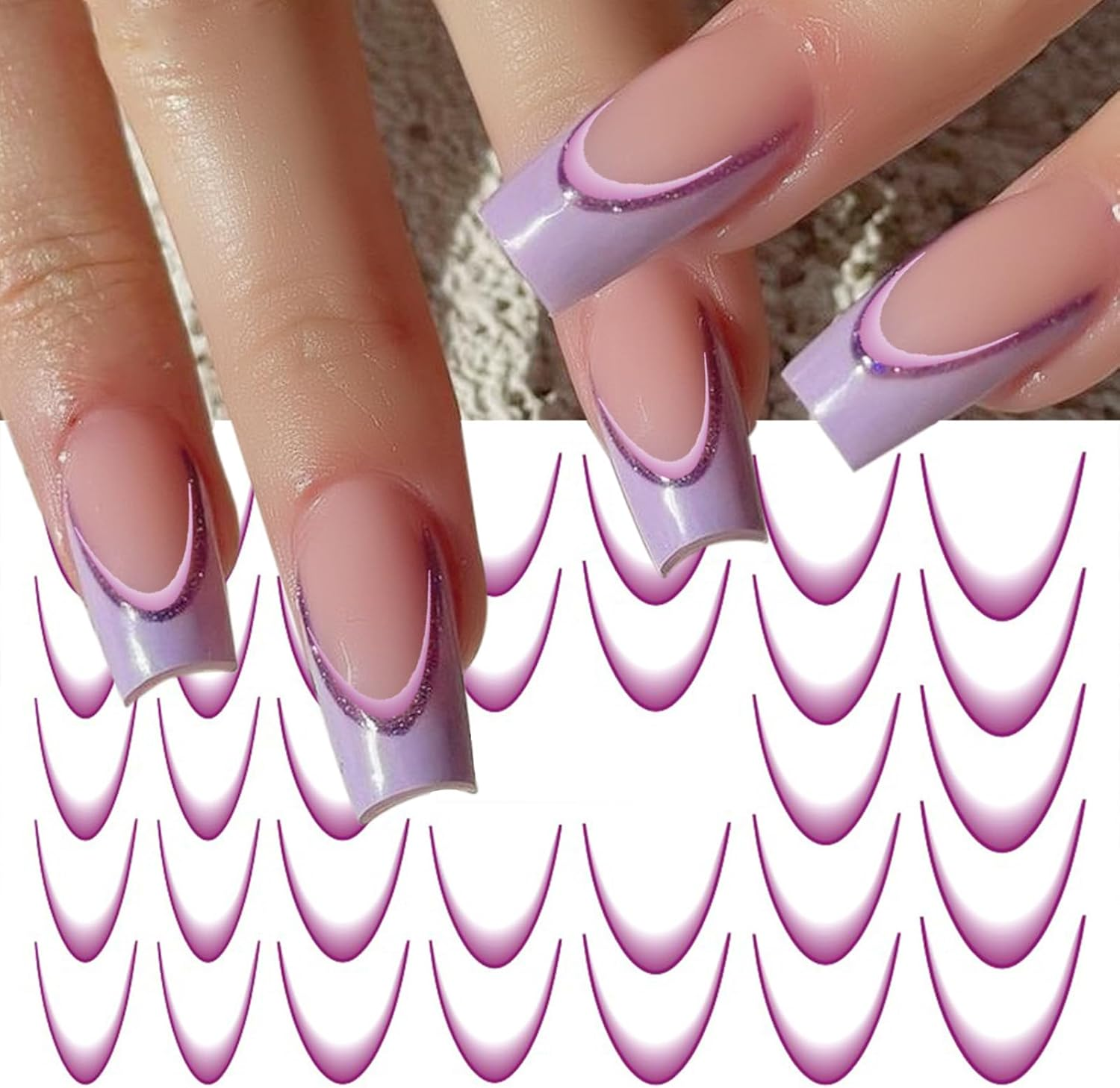 Nail Decals | 8 Colors French Tip Decals - Salon Manicure Nail Stickers for Women Girls Daughter Home Birthday Toenail French Tips image number 3